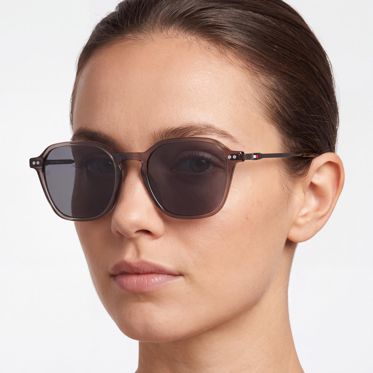 Gafas de sol Tommy Hilfiger de mujer contemporáneas con montura de metal marrón, lentes marrones no polarizadas y 100% protección UV de 53mm, Photo 4