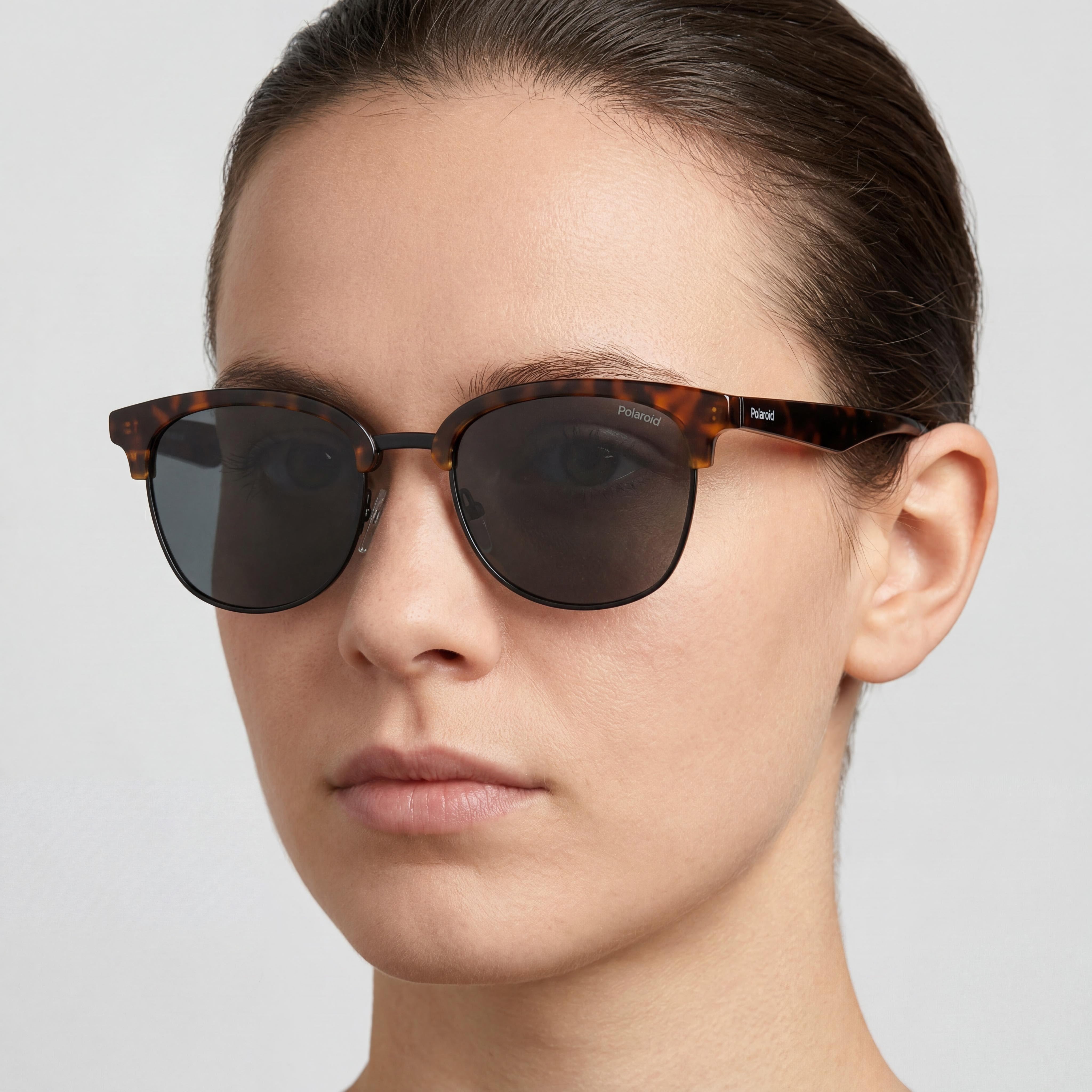 Gafas de sol unisex Polaroid PLD 2114/S/X cuadradas de acero inoxidable color negro habano con protección UV de 53 mm, Photo 3