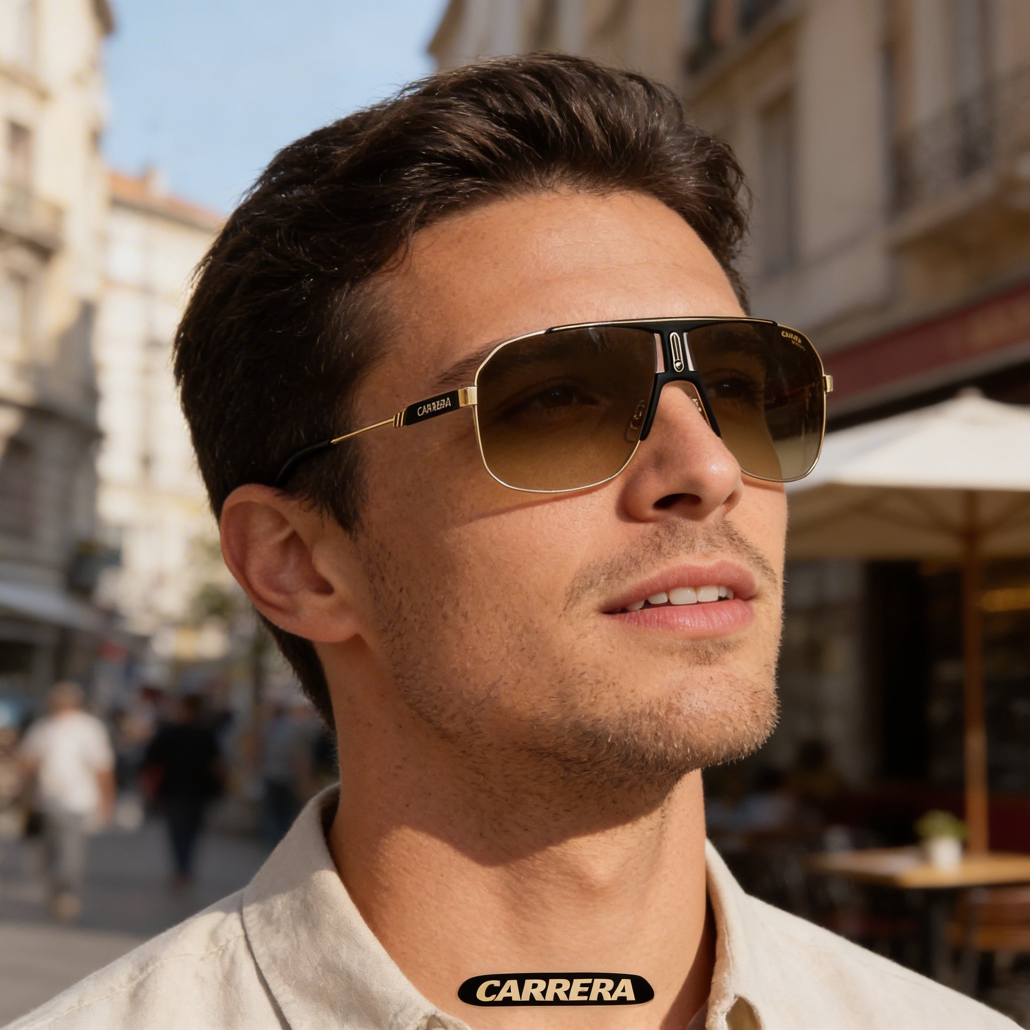 Carrera 1043/S Men's Lightweight Stainless Steel UV Protected Black Gold Brown Shaded Sunglasses 65mm, Photo 6