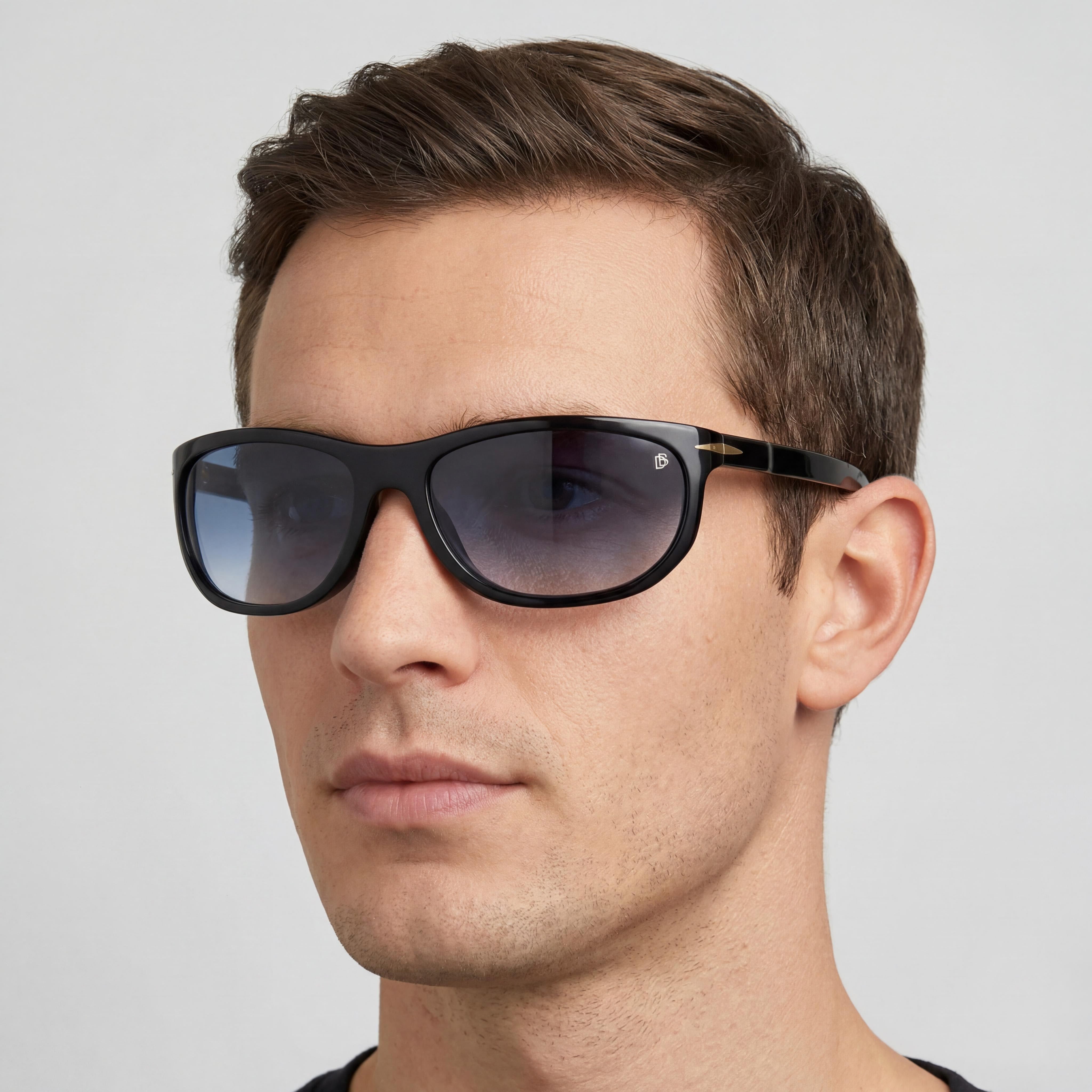 David Beckham DB 7117/S Men's Casual Black Acetate Sunglasses Dark Blue Shaded 64-18-130, Photo 4