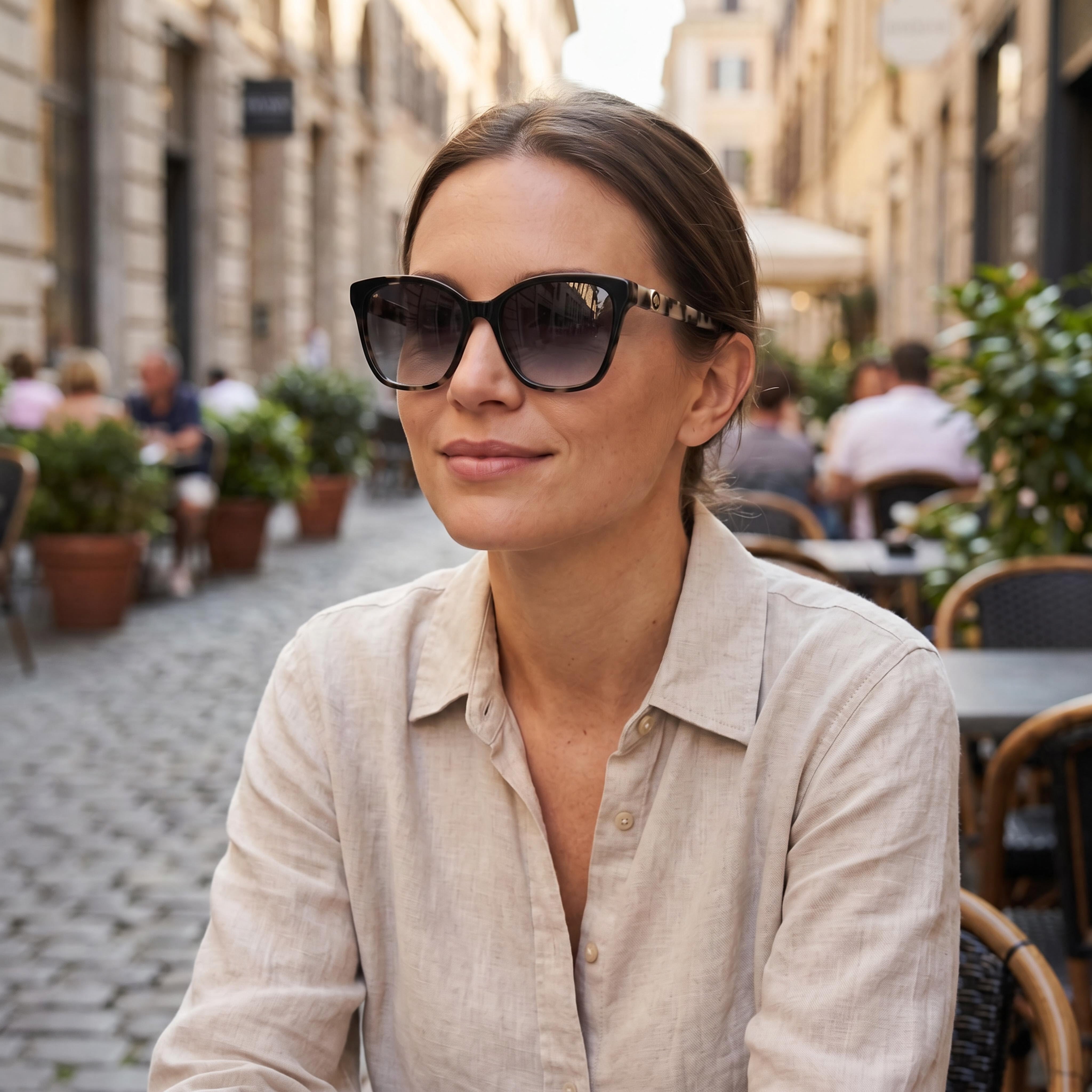 kate spade new york Amiyah/G/S Women's Cat Eye Black Gray Shaded Composite Frame UV Protected Dark Grey Shaded Sunglasses 56mm, Photo 4