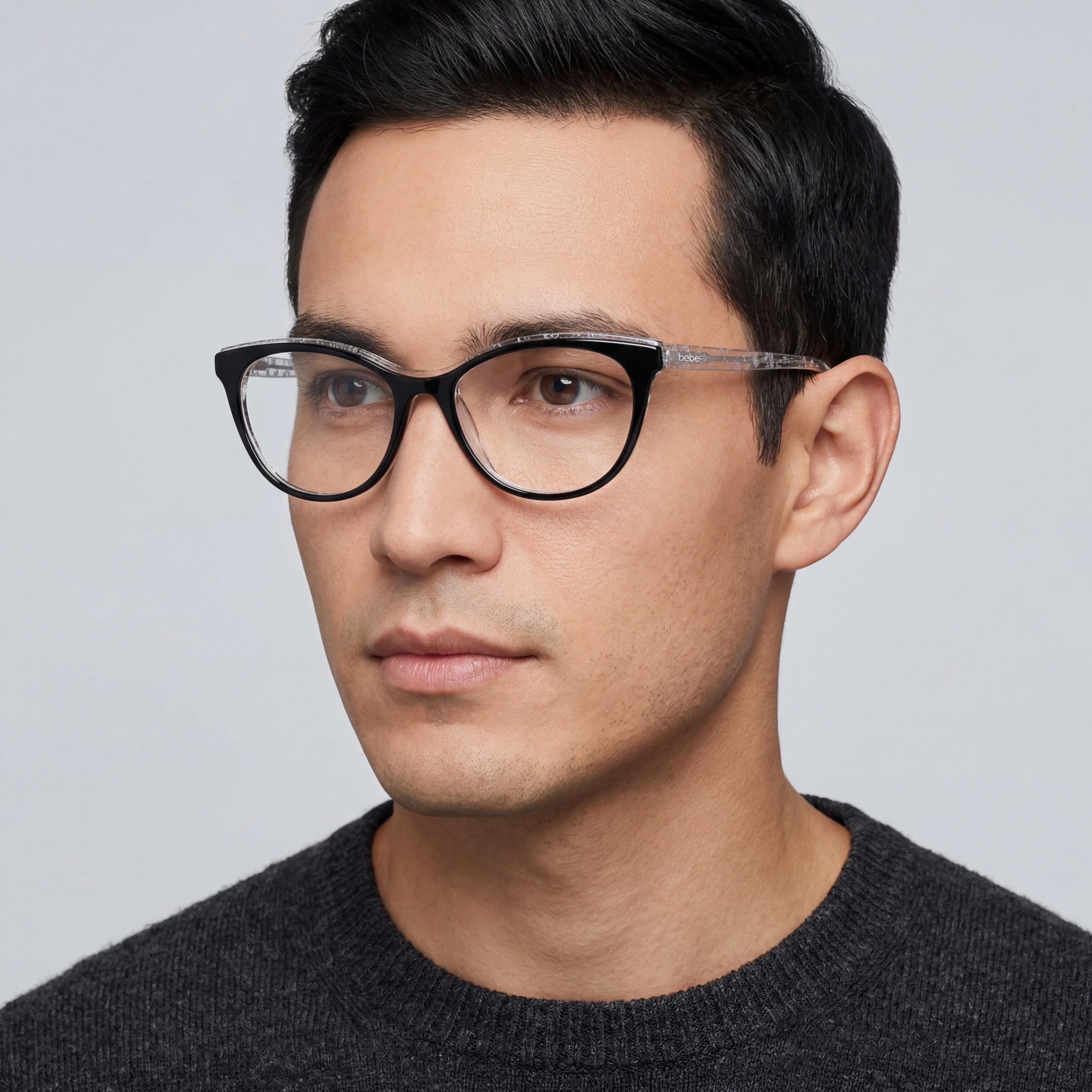 Gafas para hombre bebe Bb5189, montura de metal azabache, lentes de policarbonato transparente 55-17-135, Photo 3