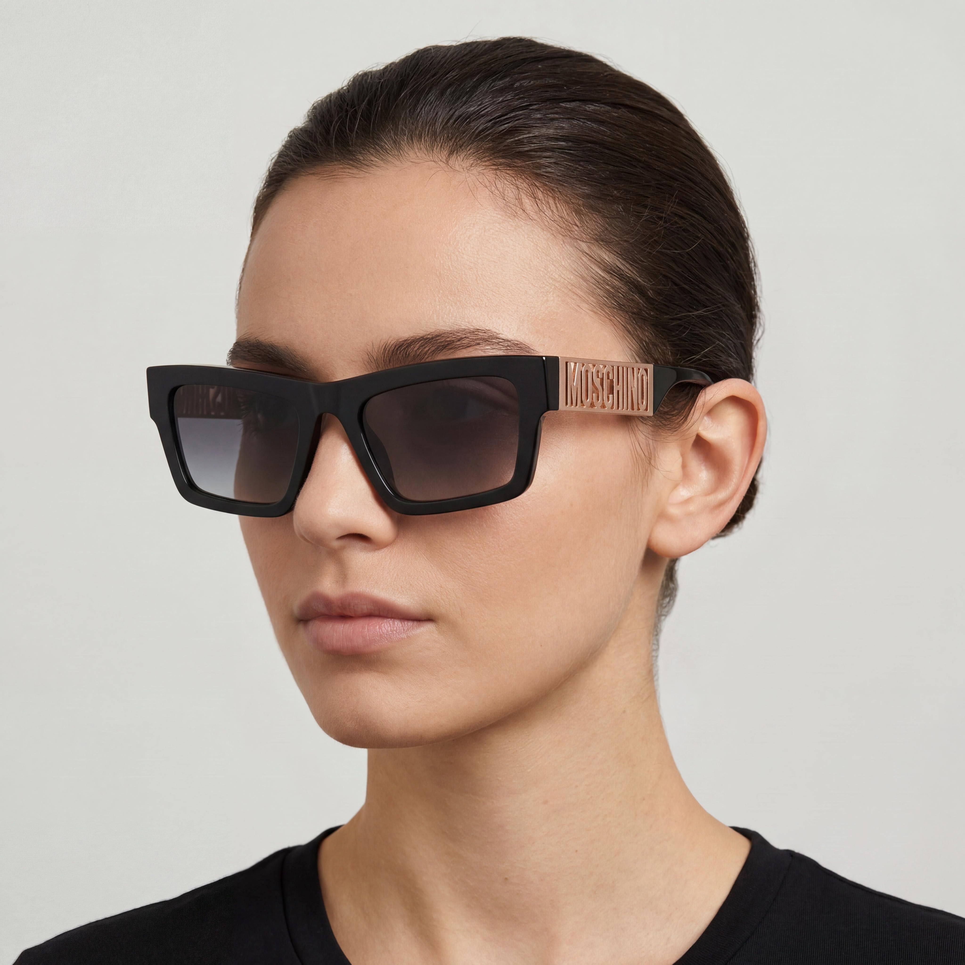 Moschino MOS171/S Women's Casual Black Dark Grey Shaded Metal Frame Sunglasses with Dark Grey Shaded Lenses 53mm, Photo 5