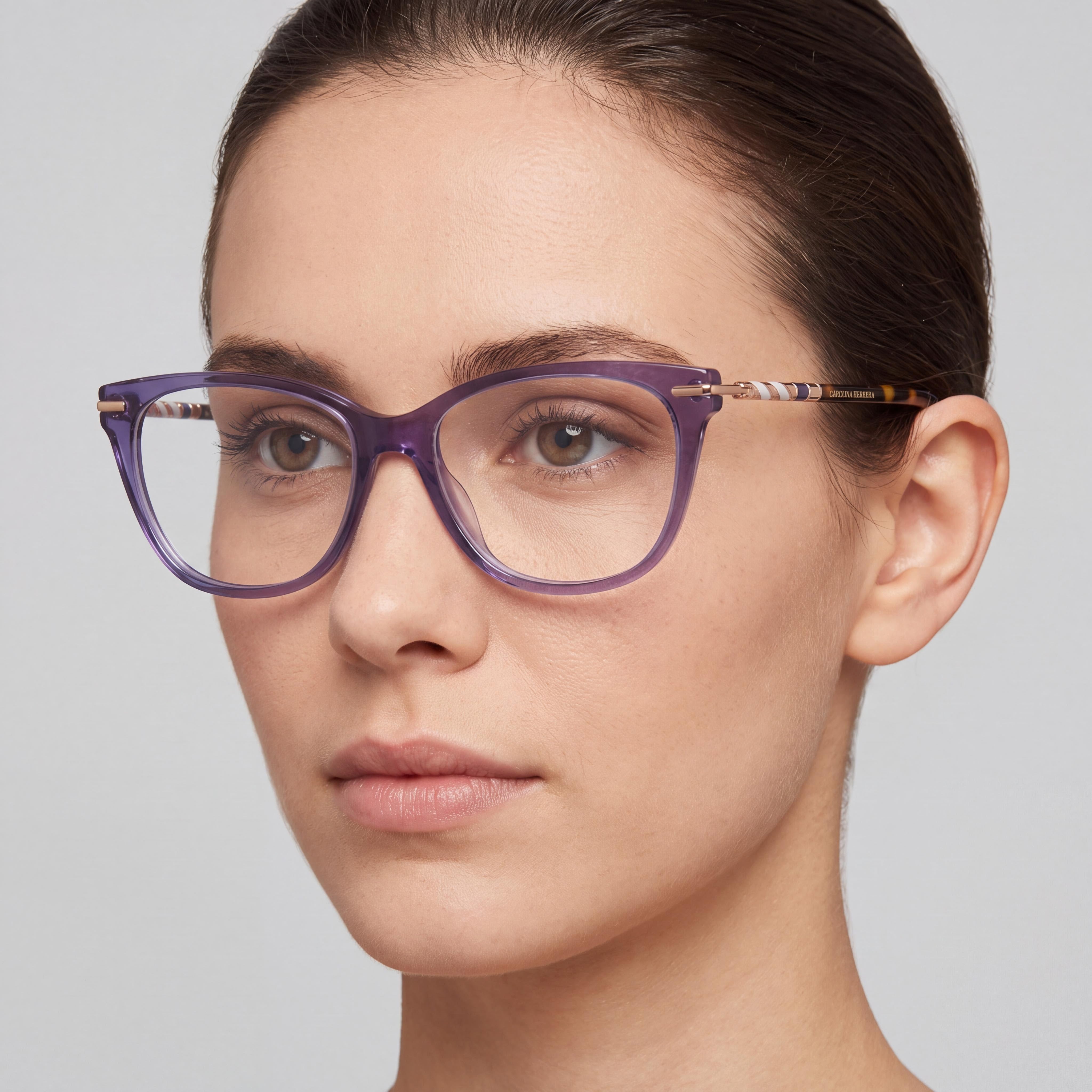 Gafas de sol Carolina Herrera para mujer, modernas, de acetato violeta Havana, 56 mm, Photo 4