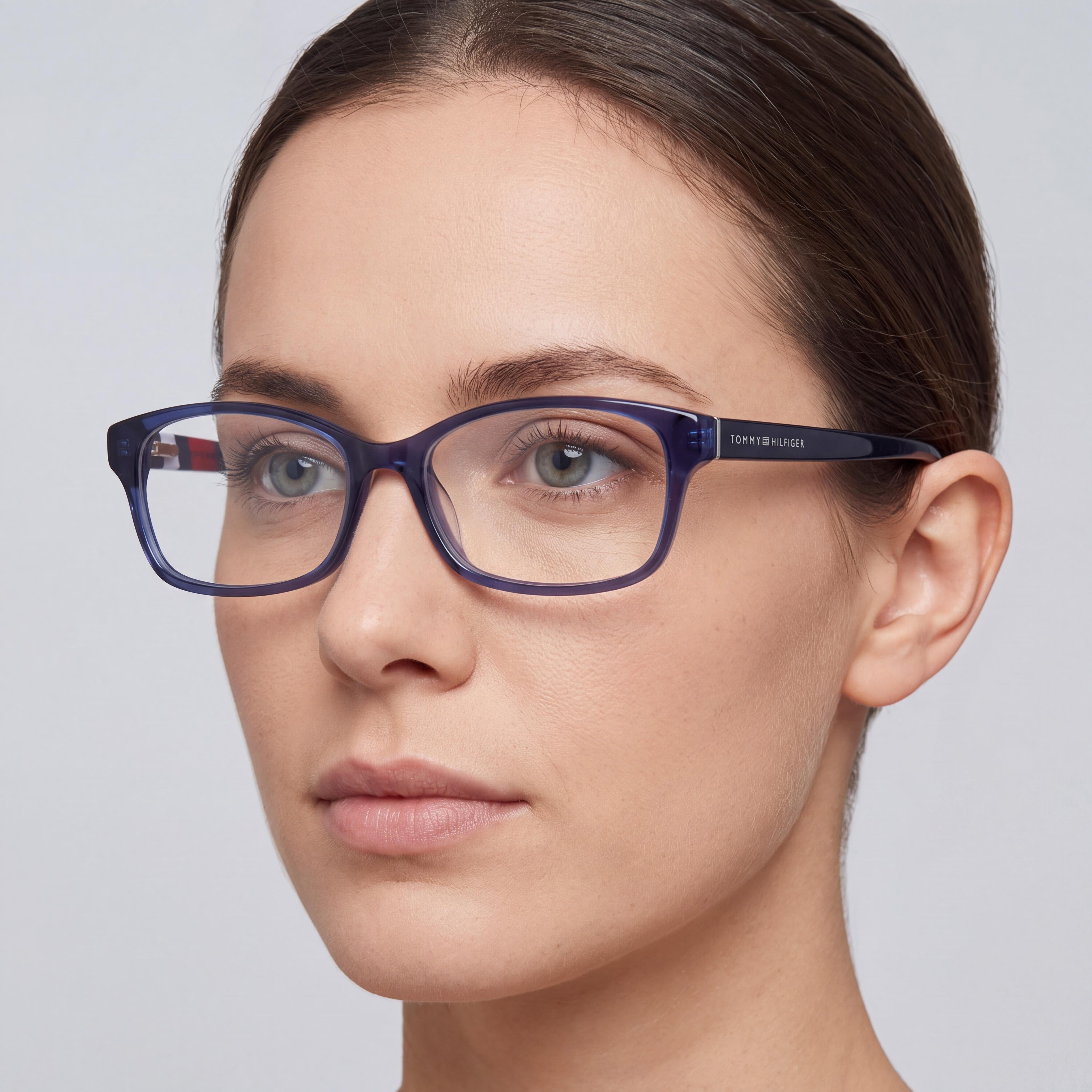 Tommy Hilfiger TH 1685 Women's Transparent Blue Dark Blue Acetate Eyeglasses 51mm, Bridge 16mm, Temple 140mm, Photo 4