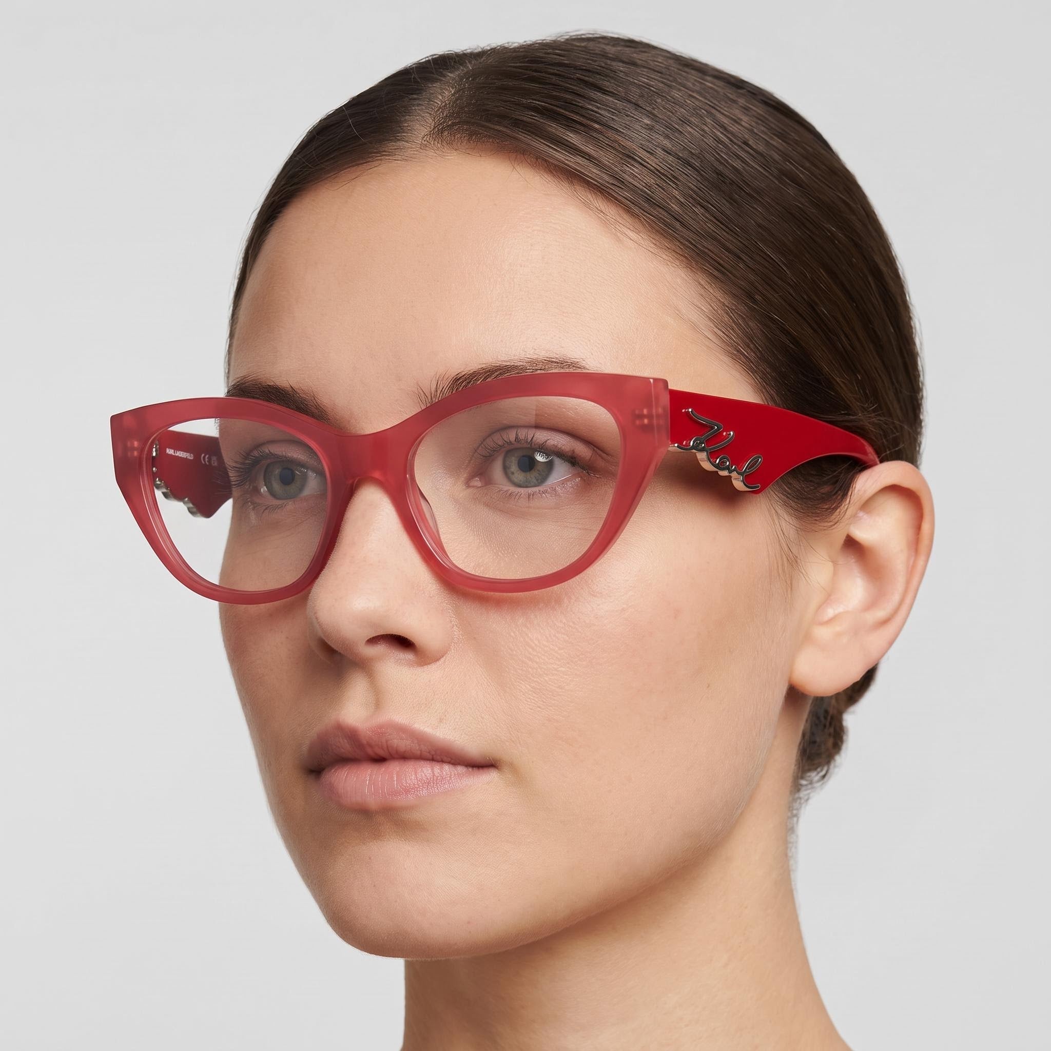 Gafas de acetato casuales Karl Lagerfeld color coral para mujer, 54 mm de ancho de lente, 18 mm de ancho de puente, 140 mm de longitud de patilla, Photo 5