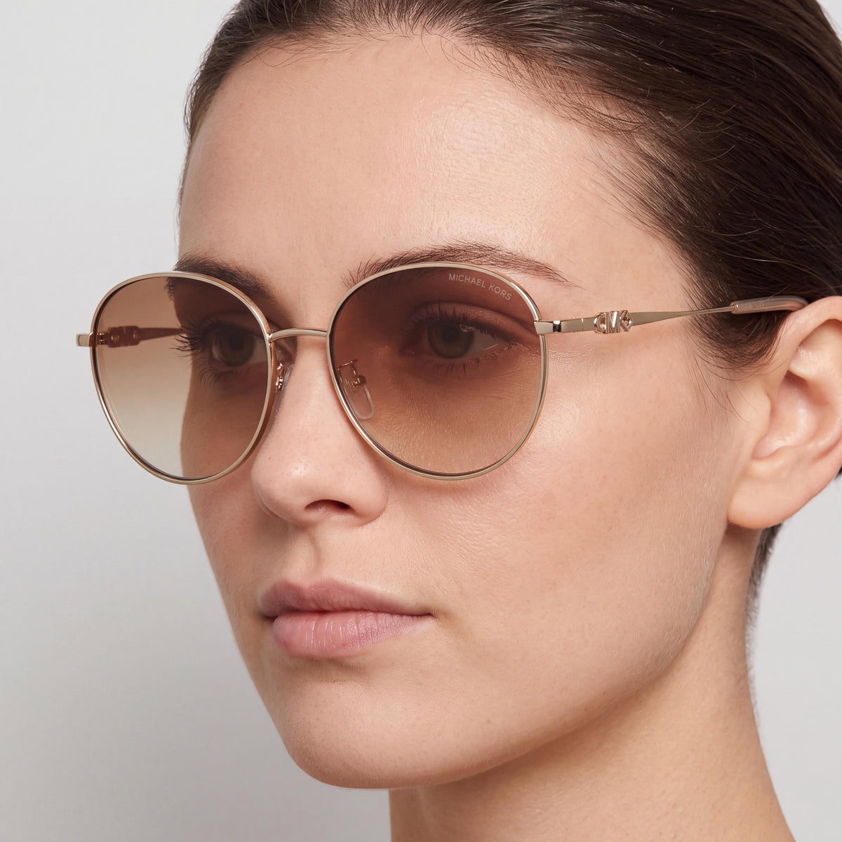Michael Kors Mk1119 Alpine Women's Round Polarized Sunglasses Light Gold Husk Flash Gradient 57mm, Photo 4