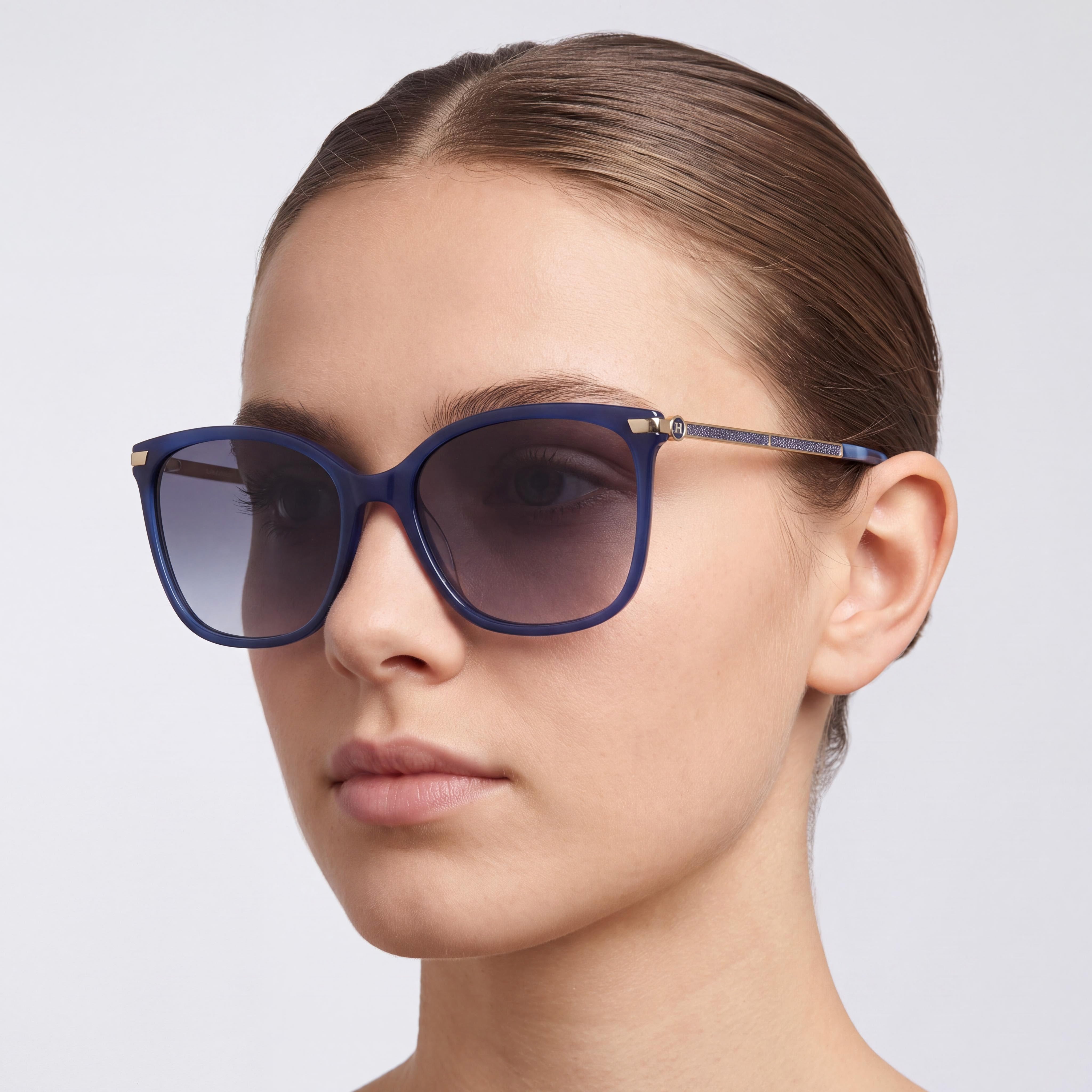 Carolina Herrera Modern Women's Acetate Blue Frame Grey Azure Lens Sunglasses, Photo 5