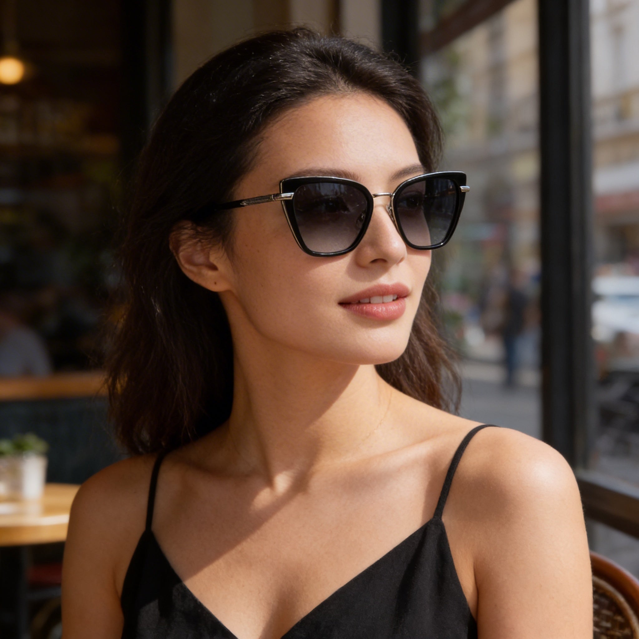 Gafas de sol Rag & Bone Rnb1057/G/S de acetato negro con protección UV para mujer de 56 mm, Photo 6