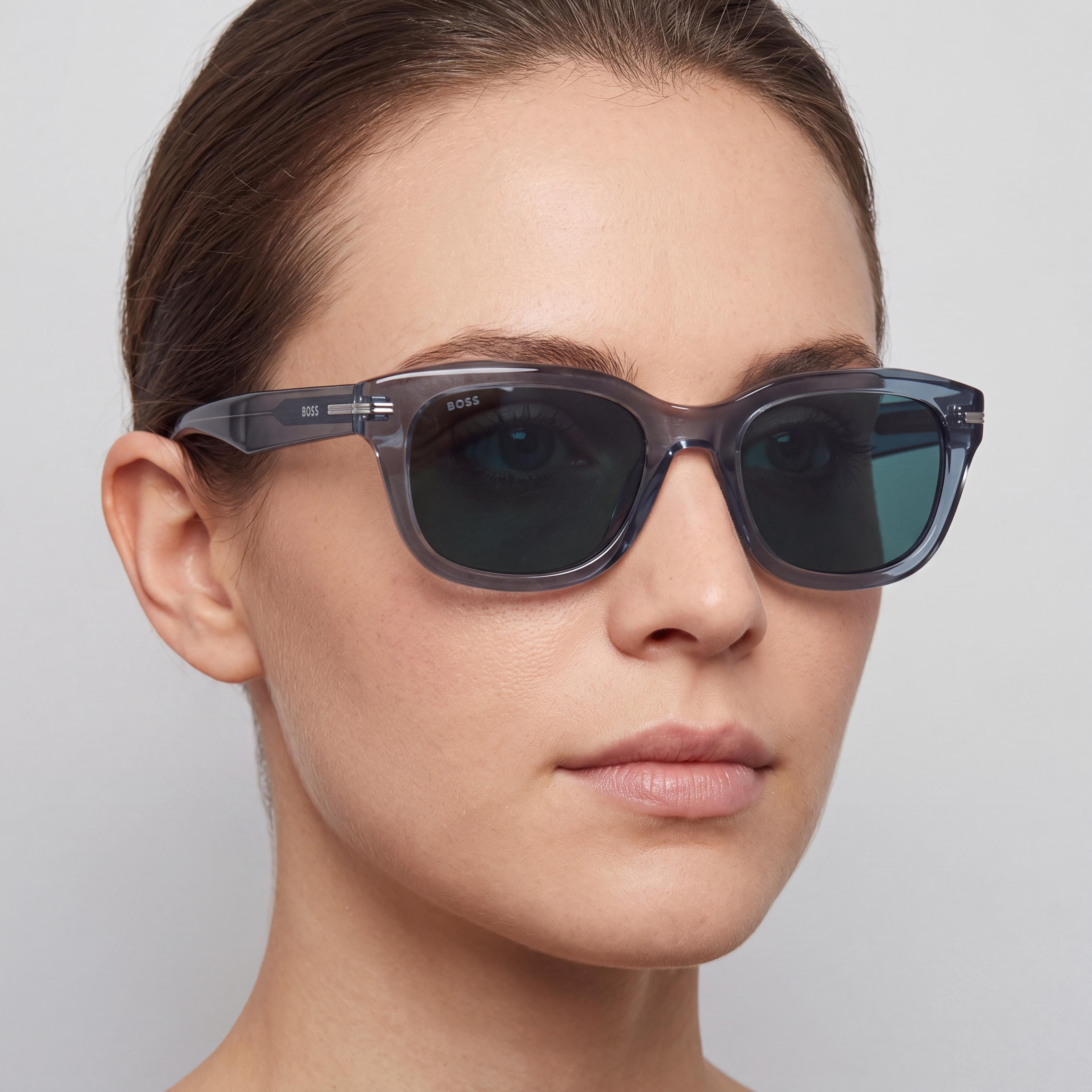 Gafas de sol rectangulares Hugo Boss para mujer Boss 1793/F/S de acetato gris ligeras con espejo verde de 53 mm, Photo 4