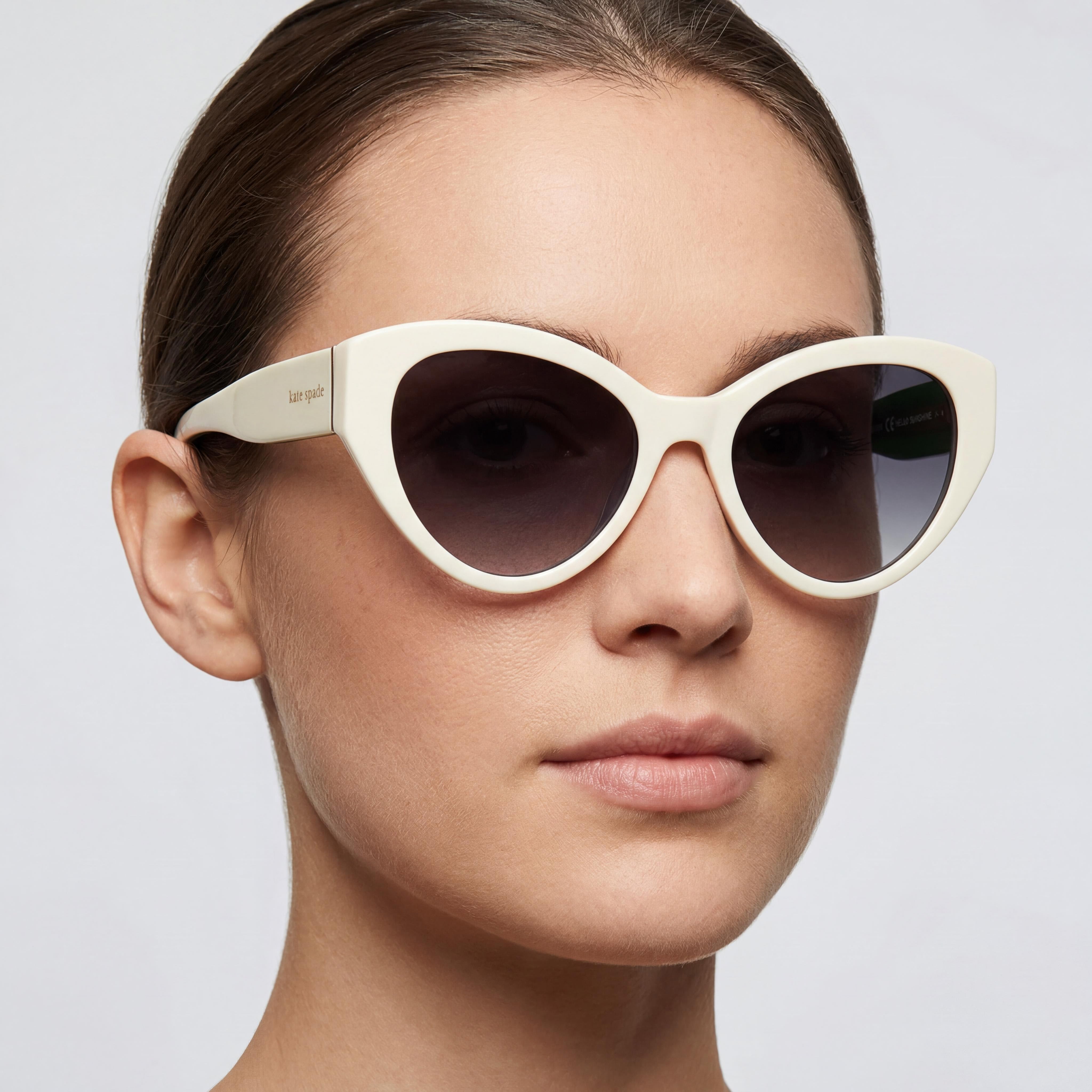 Kate Spade New York Gafas de Sol Casuales para Mujer, Montura de Plástico Sombreada Blanco y Gris, Lentes Grises Sombreadas con Protección UV, 55mm, Photo 5