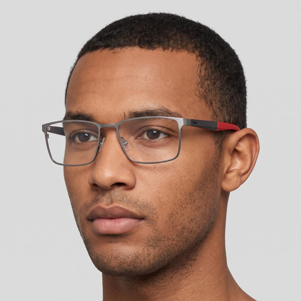 Hugo Boss Boss 1488 Ruthenium Red Rectangle Eyeglasses for Men, Metal, Photo 4