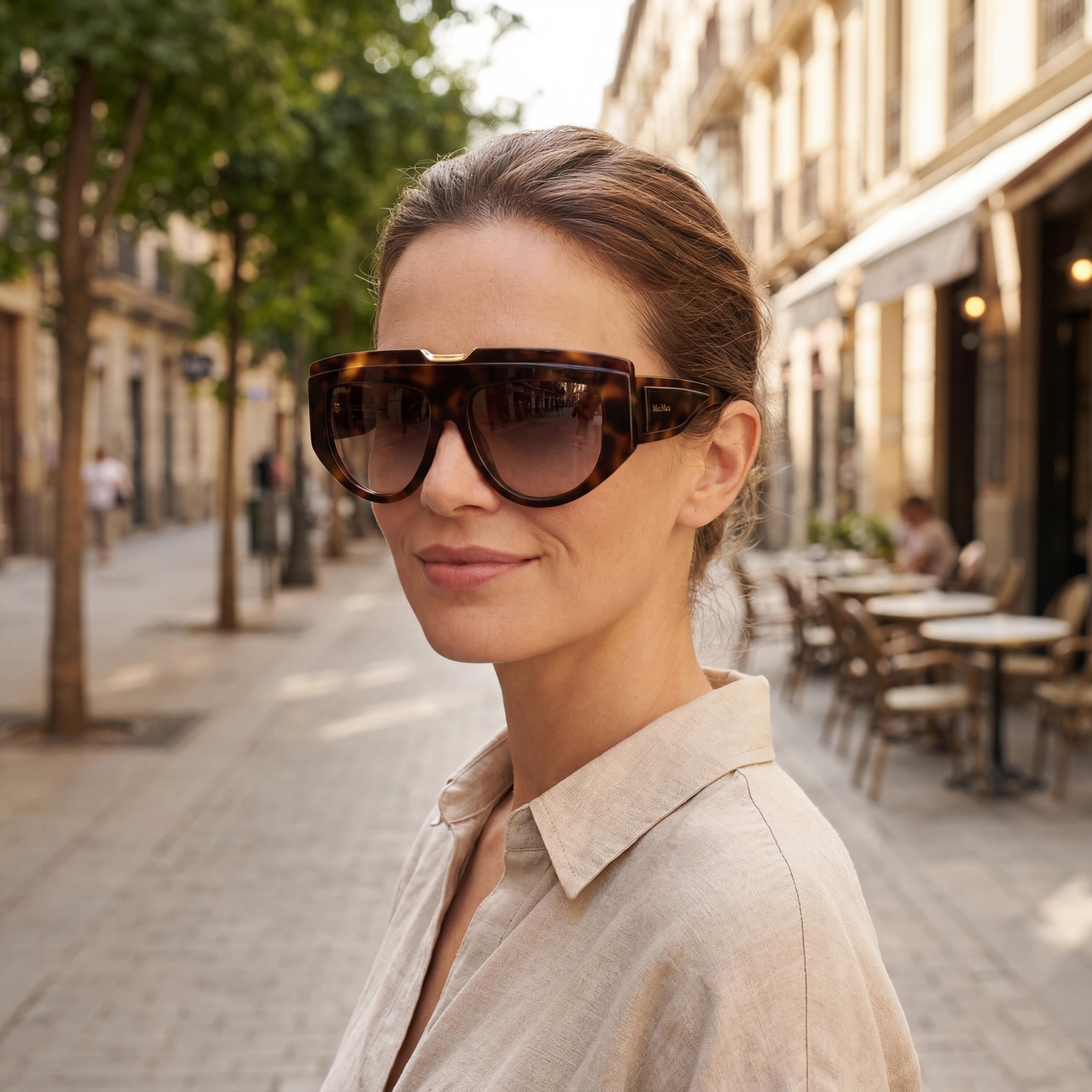 MaxMara Women's Sunglasses with Multicolor Stainless Steel Frame and Brown Acetate Lenses, Photo 6