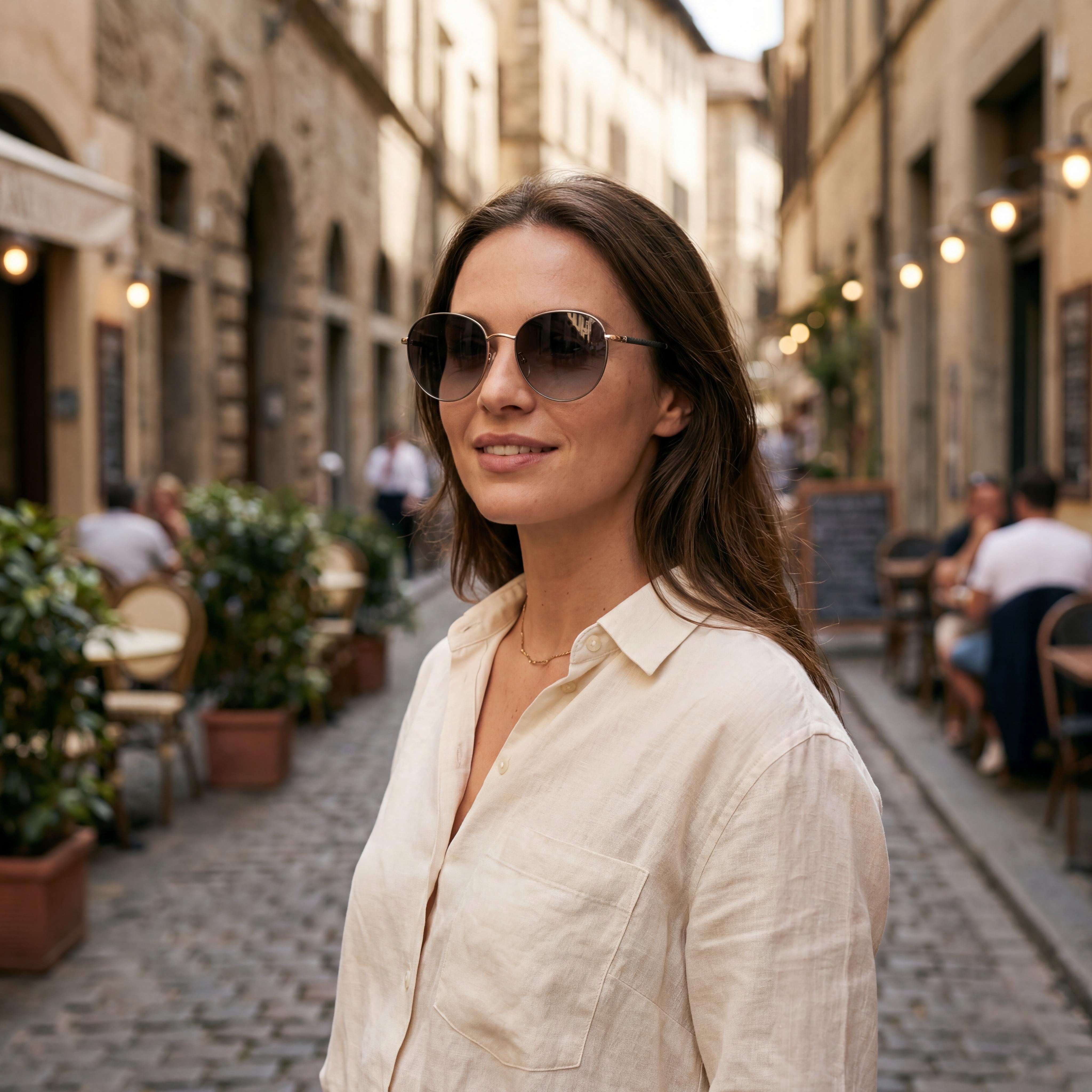 Escada SESE66 Women's Shiny Camel Stainless Steel Non-Polarized Smoke Gradient Lens Sunglasses 56-19-140, Photo 6