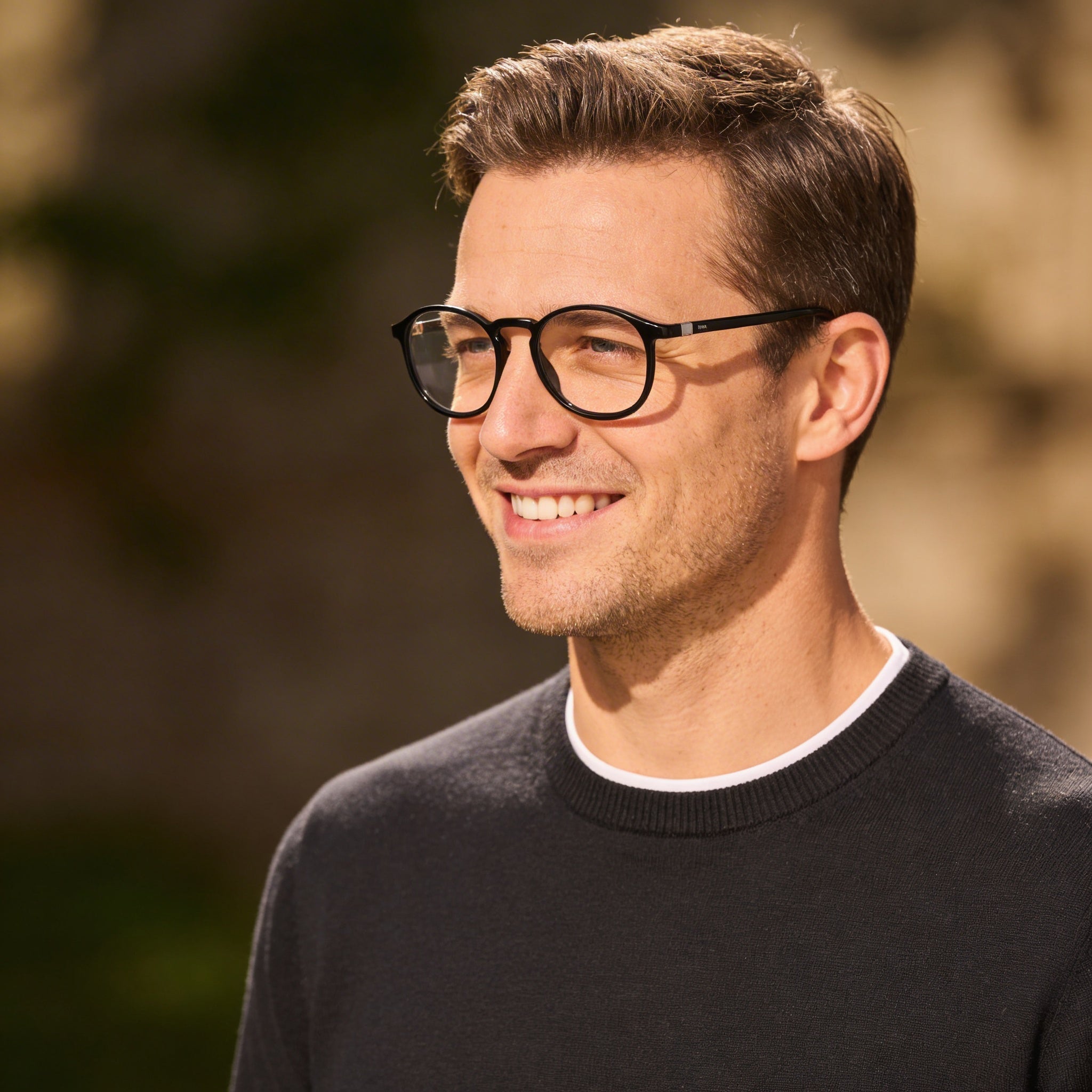 Hugo Boss Gafas con montura de celulosa negra y lentes transparentes no ópticas para hombre 50-20-145, Photo 5