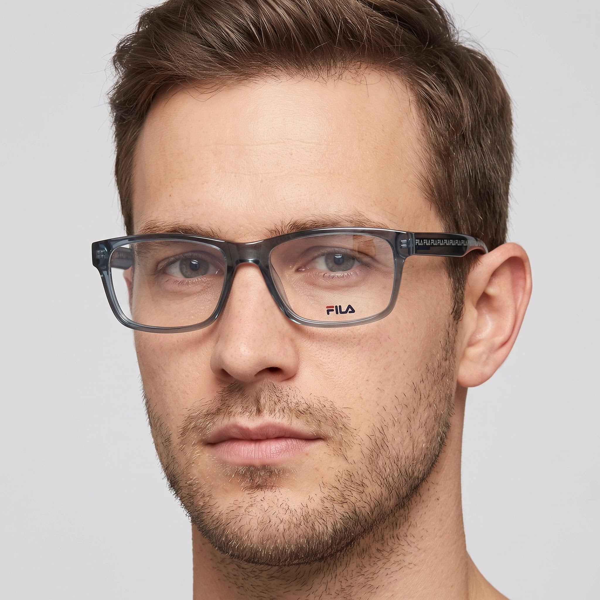 FILA Classic Men's Cellulose Acetate Eyeglasses in Transparent Azure, Size 52-15-145, Clear Demo Lenses, Prescription Ready, Photo 4