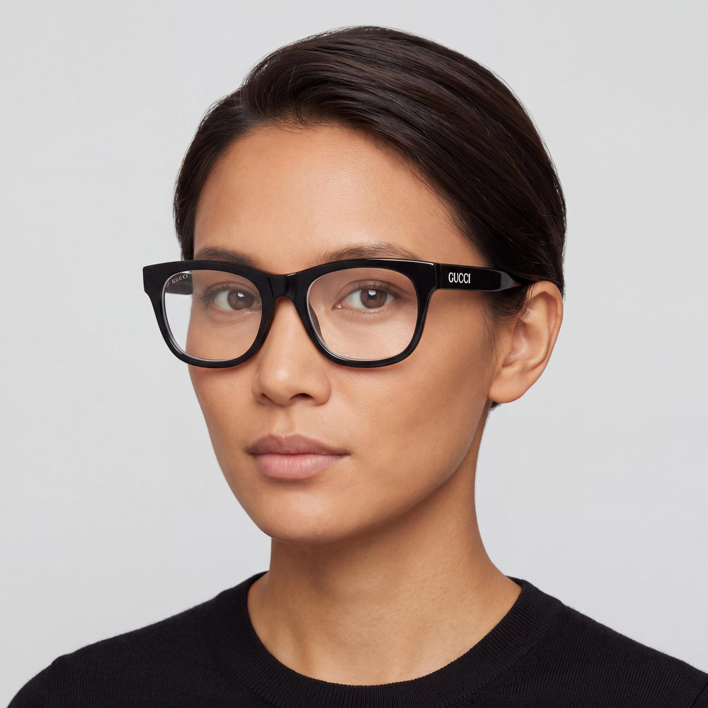 Gucci GG 1796 Unisex Eyewear with Acetate Frame in Black Transparent and Polycarbonate Lenses, 55mm Lens Width
