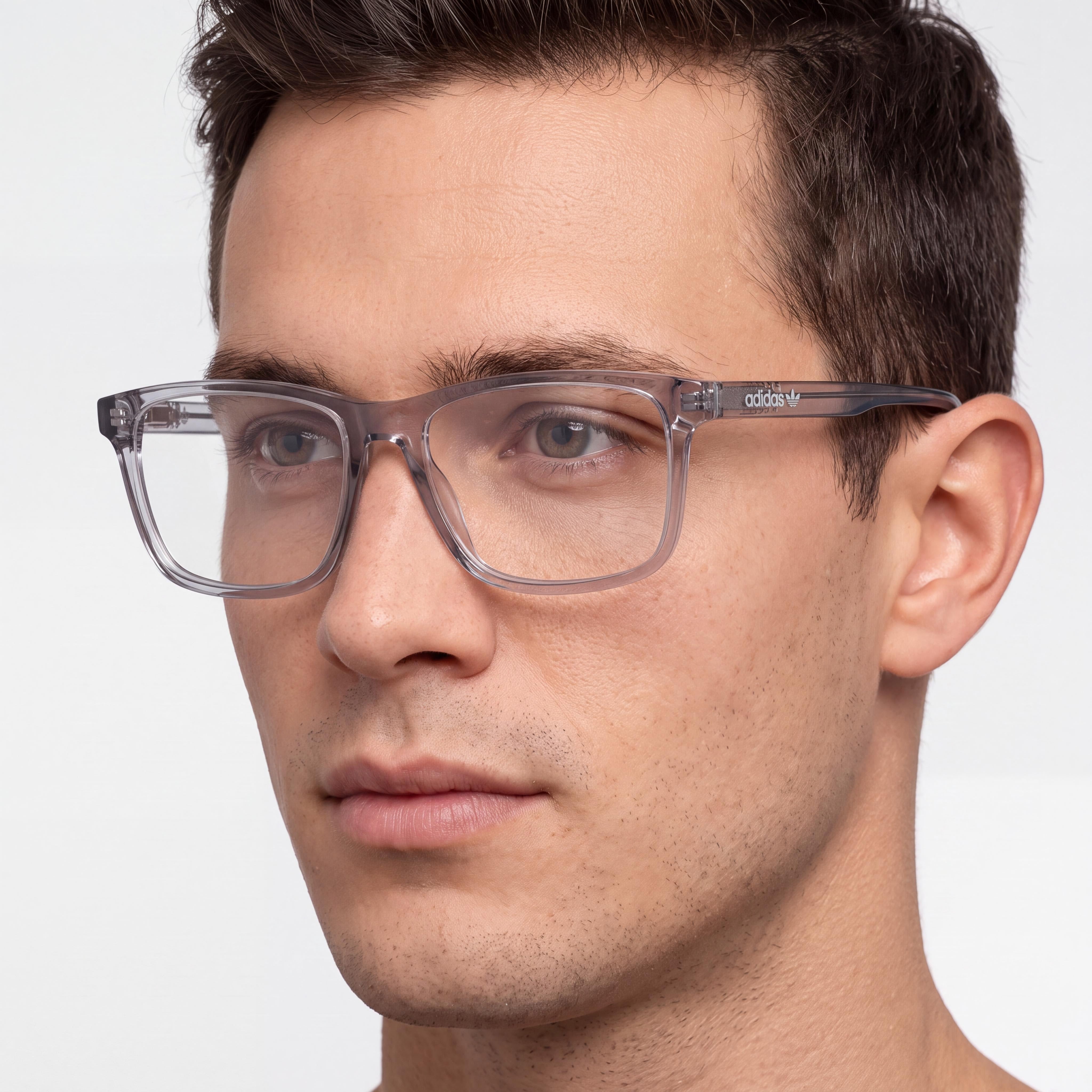 adidas Originals Men's Rectangular Shiny Grey Plastic Frame Non- Optical Eyeglasses 53-16-145, Photo 5