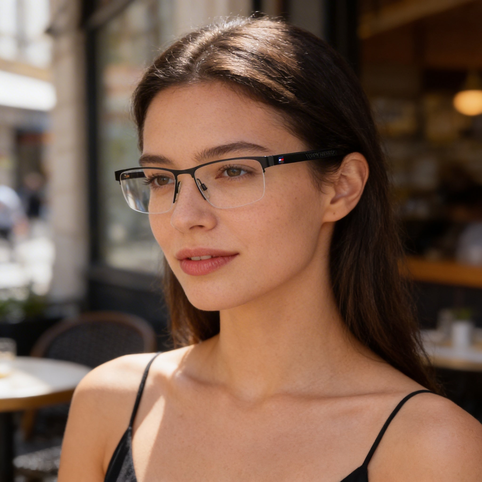 Gafas Tommy Hilfiger T. Hilfiger 1594 unisex, montura de metal semirrígida rectangular rutenio oscuro, 55 mm, Photo 4