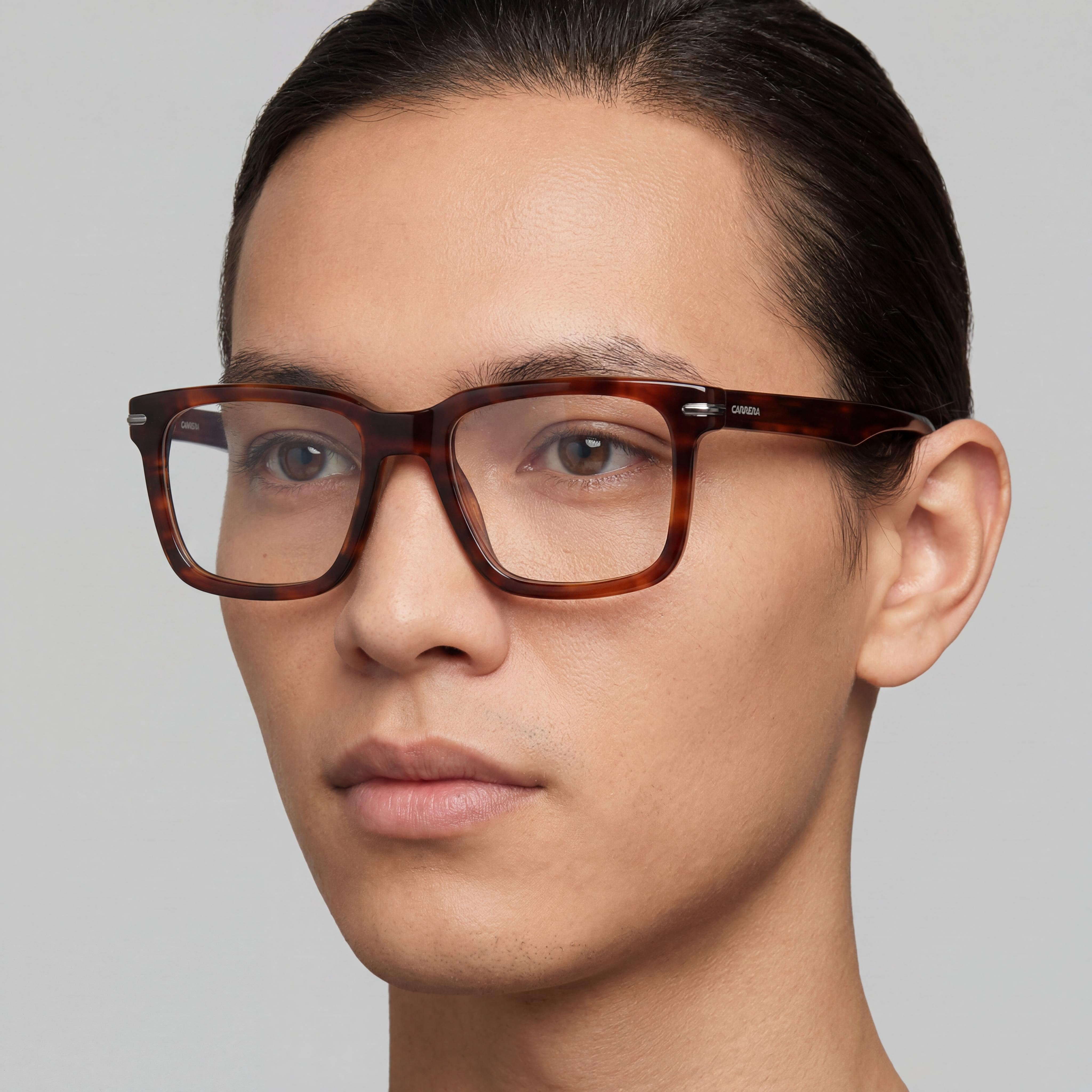 Gafas Carrera modernas unisex con montura de acetato en tono cuerno marrón, con una anchura de lente de 53 mm., Photo 4