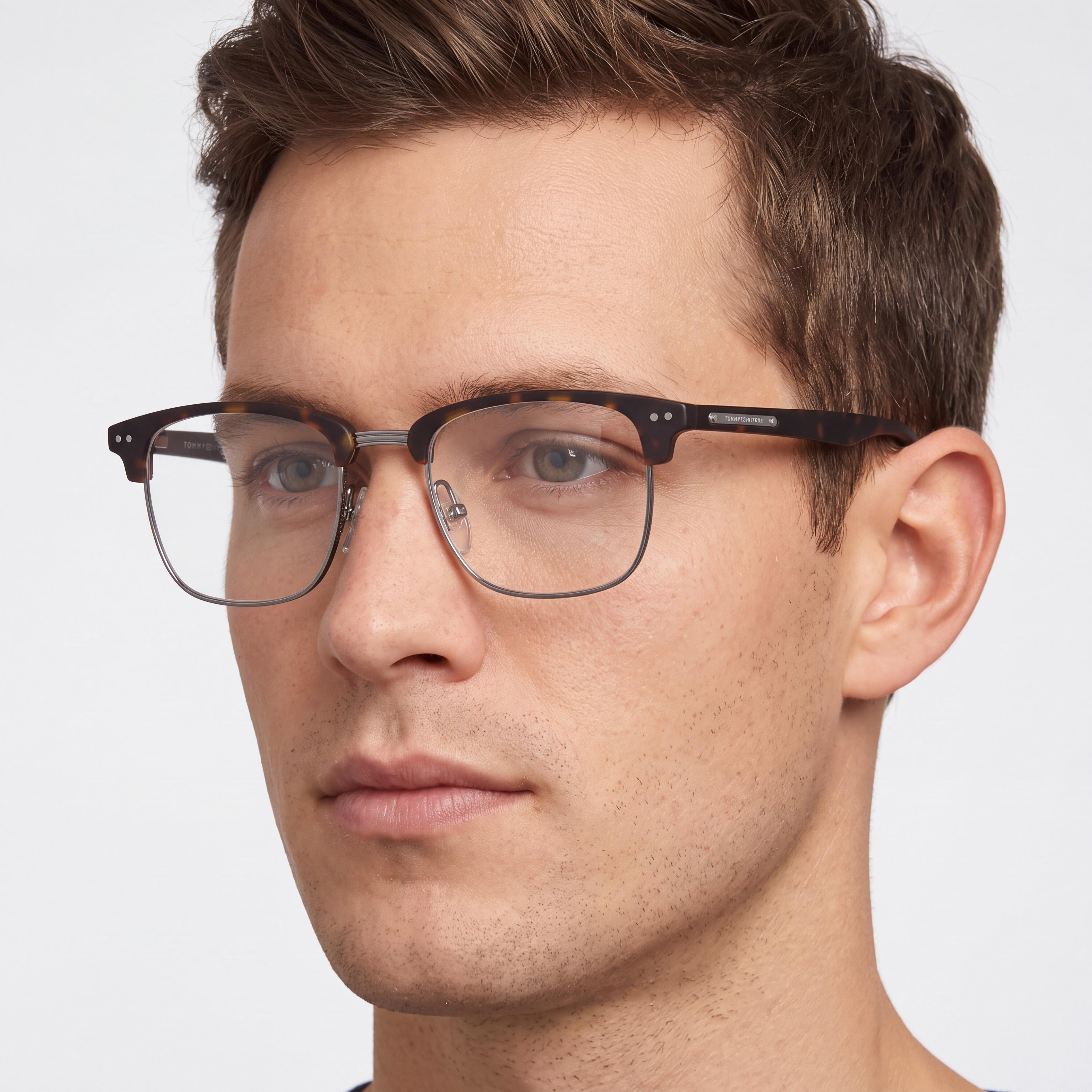Gafas Tommy Hilfiger Th 1730 unisex con montura metálica en color Habana con lentes de policarbonato color Habana, tamaño 51-20-145, Photo 3