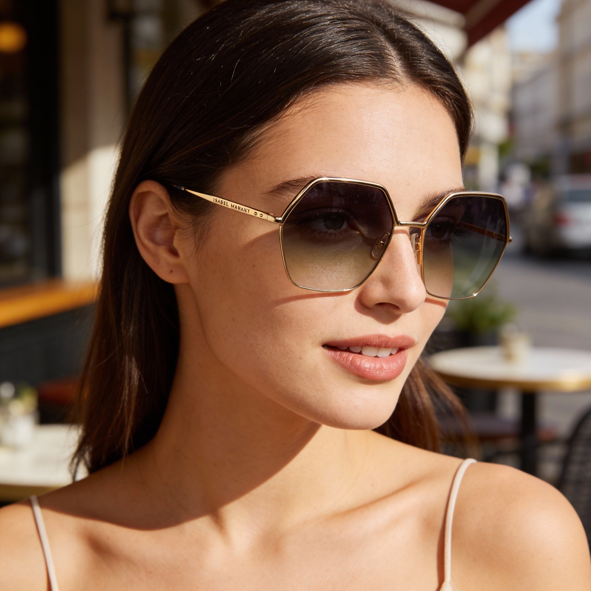 Gafas de sol Isabel Marant Thin Metal Edgy para mujer, de acero inoxidable, color oro rosa y gris, con protección UV, 59 mm, Photo 4