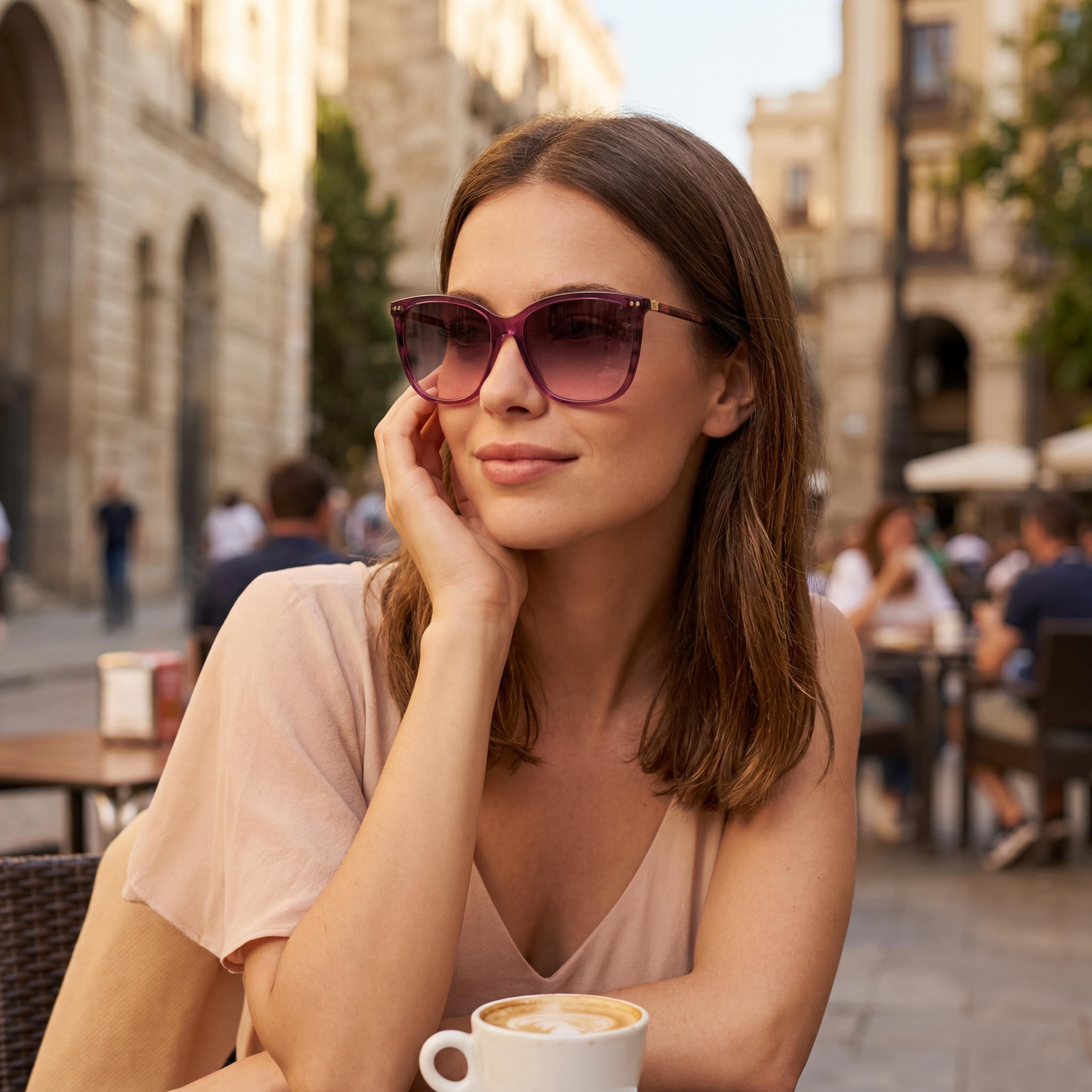 Carolina Herrera HER 0245/S Gafas de sol casuales para mujer, acetato ligero, ciclamen marrón rosado degradado, no polarizadas 55-17-145, Photo 6