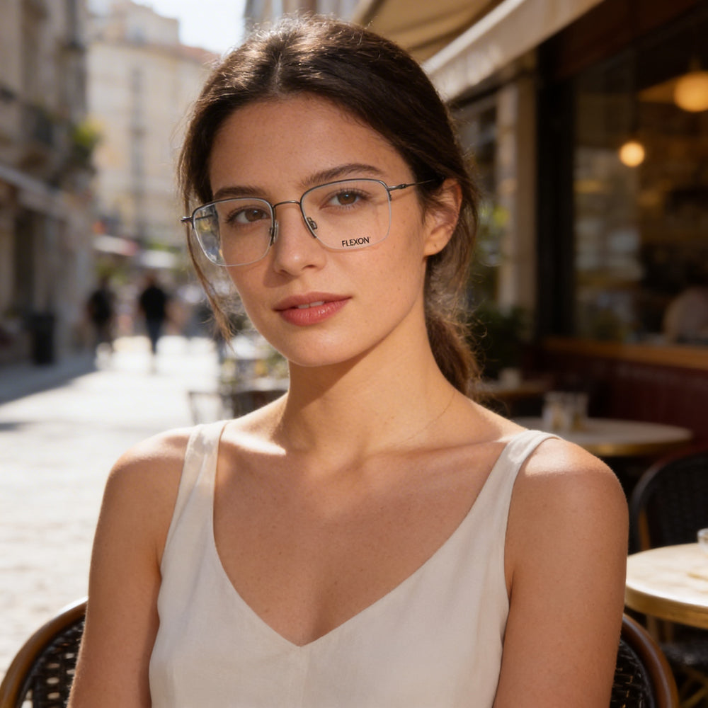 Flexon Modern Unisex Metal Non- Prescription-Ready Eyeglasses Gunmetal Grey 52-20-140mm