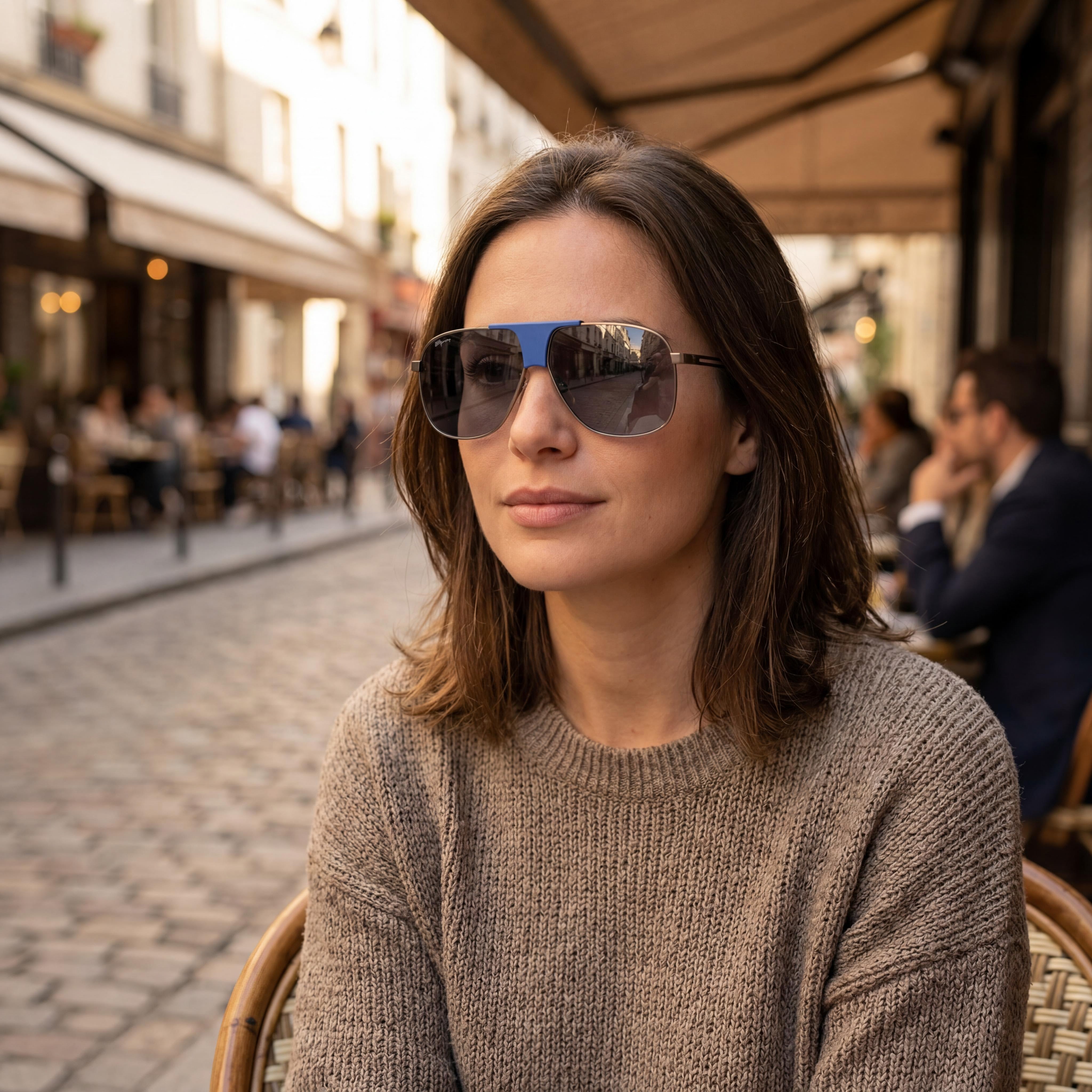 Salvatore Ferragamo SF292S Unisex Modern Acetate Frame Sunglasses in Dark Ruthenium Blue with Matching Lenses 63mm, Photo 4
