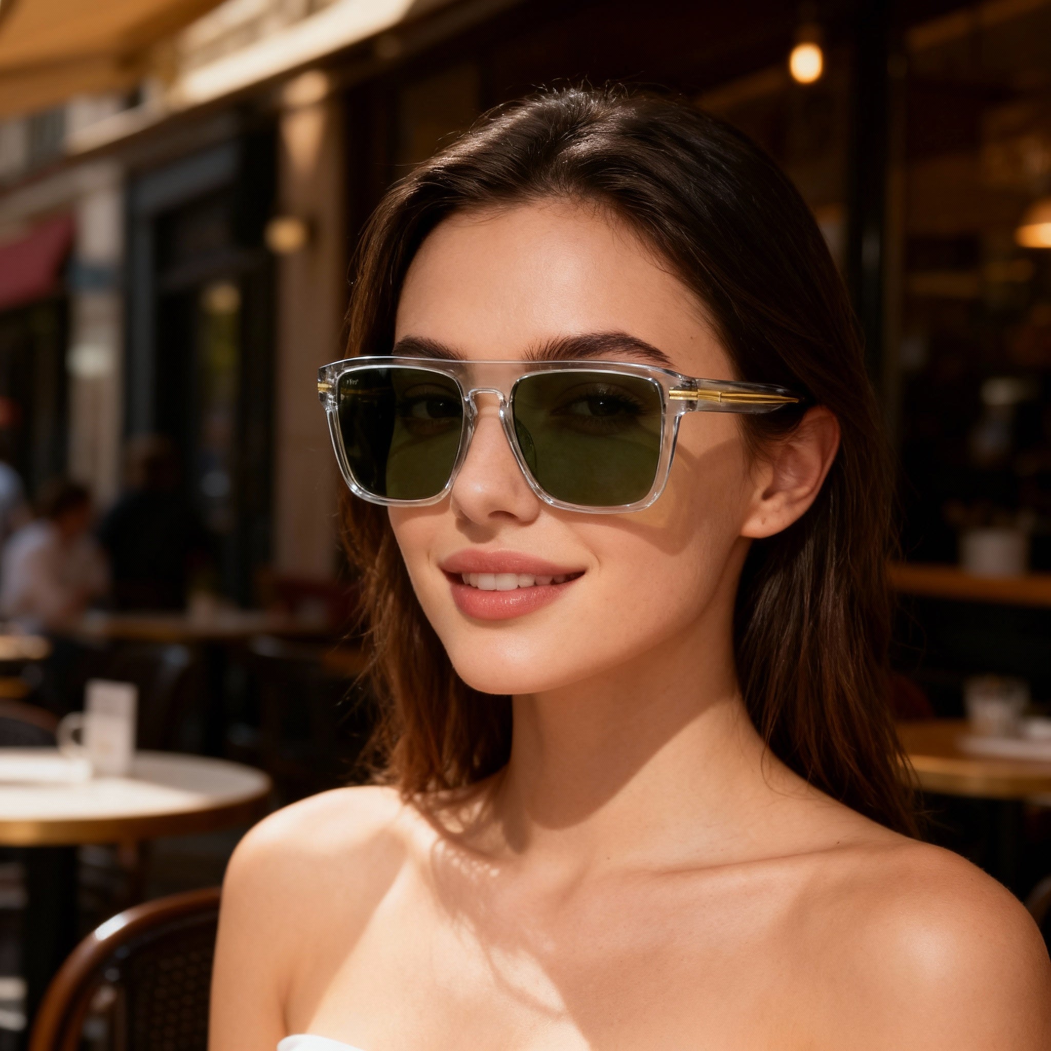 Hugo Boss BOSS 1599/S Women's Contemporary Grey Green Frame, Grey Lens, Eco Acetate Rectangular Non-Polarized Sunglasses 56mm, Photo 6