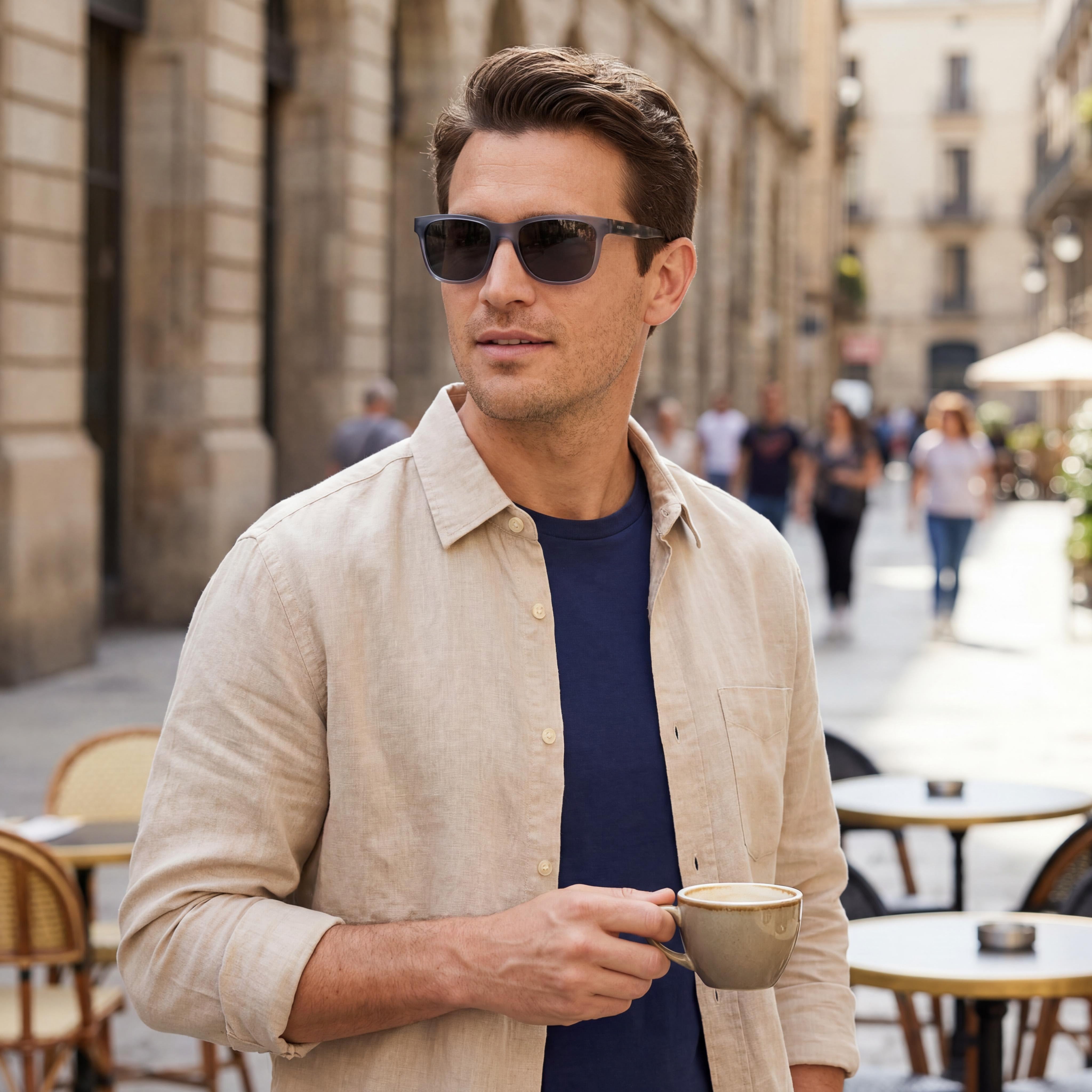 Fossil FOS 3160/S Men's Matte Grey Propionate Frame with Polycarbonate Lenses, UV Protection 55/19/145mm, Photo 6