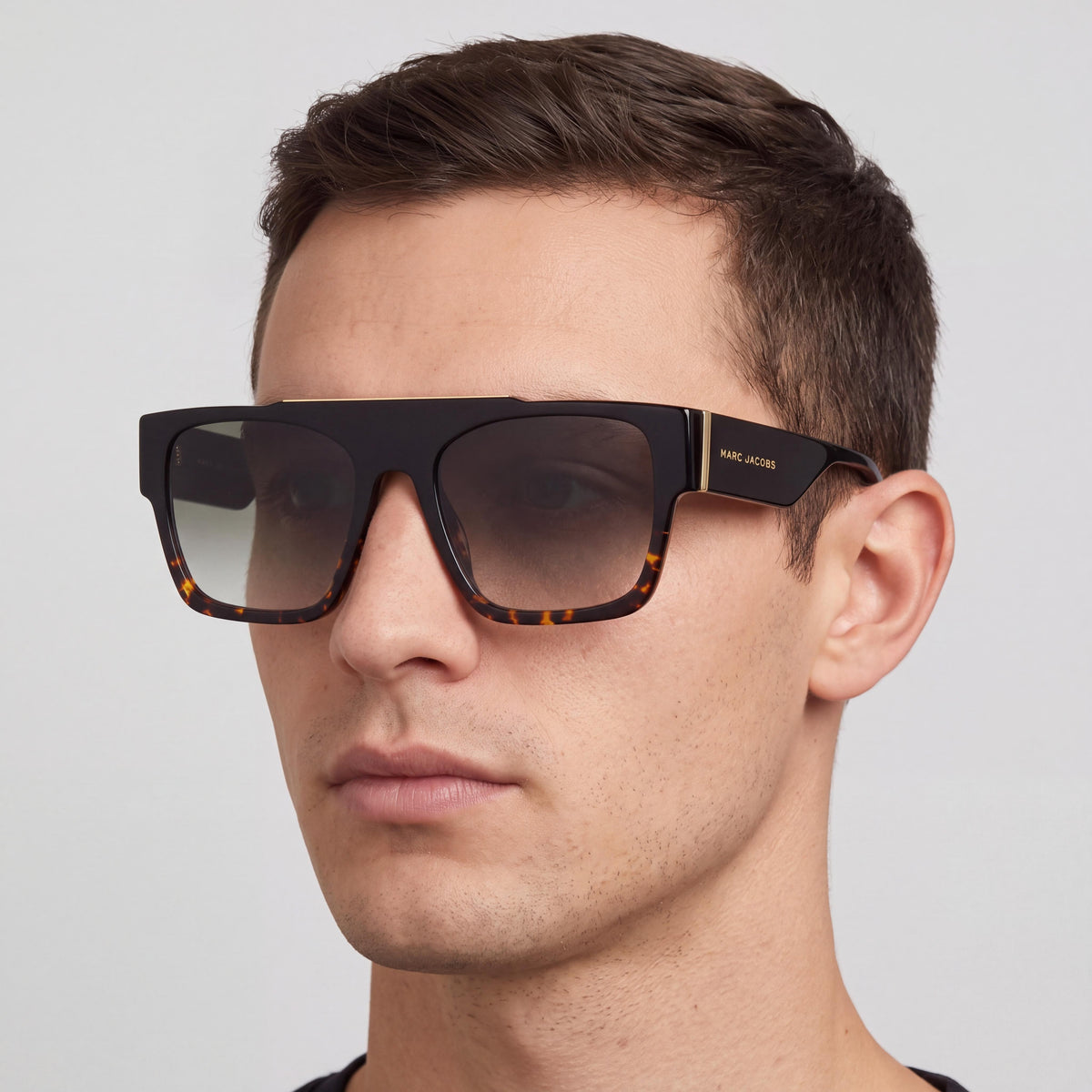 Marc Jacobs MARC 757/S Gafas de sol rectangulares para hombre de acetato negro mate Lentes grises Protección UV 54 mm, Photo 4