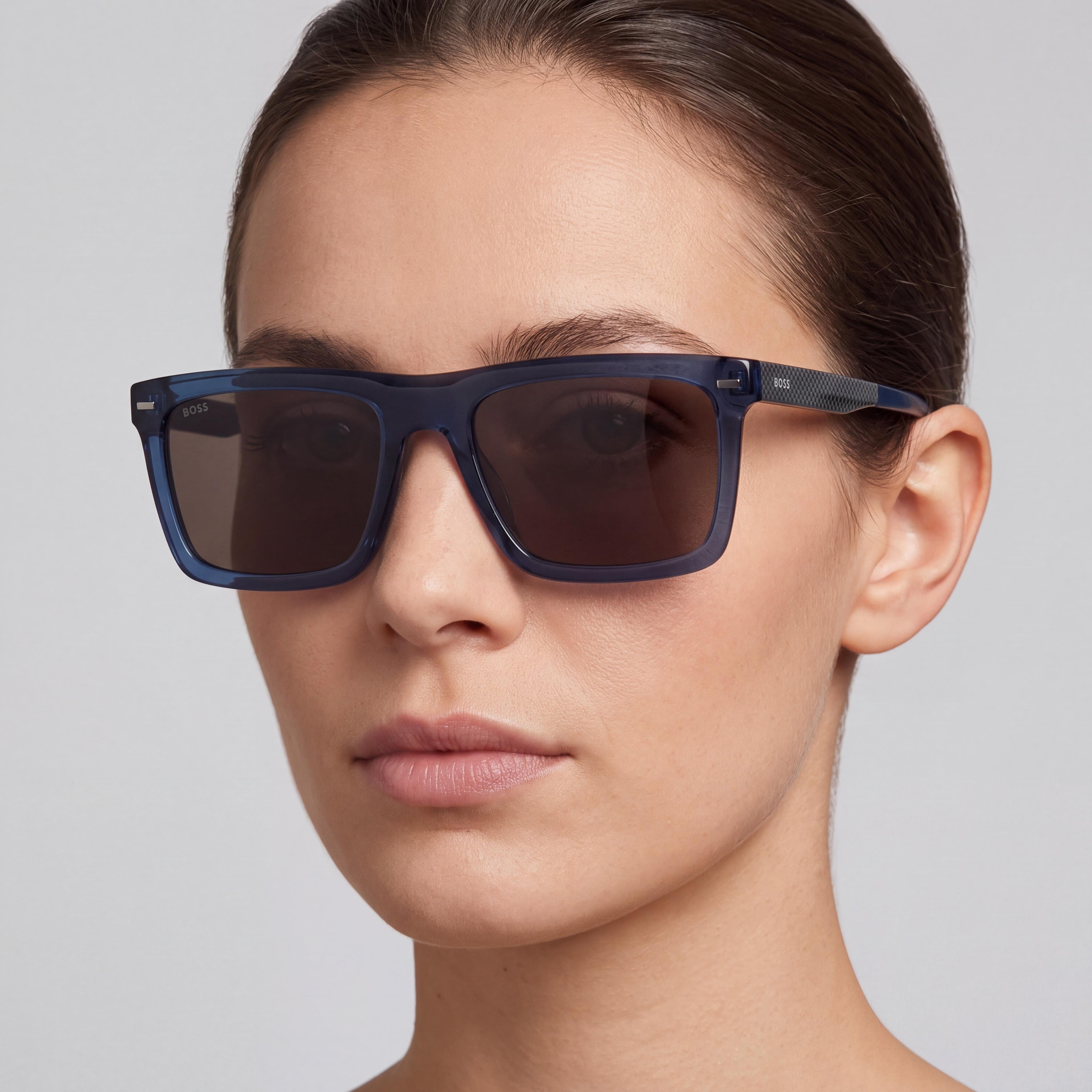 BOSS by Hugo Boss BOSS 1765/G/S Women's Rectangular Acetate Blue/Grey Frame Blue Lens 55mm UV Protection, Photo 4