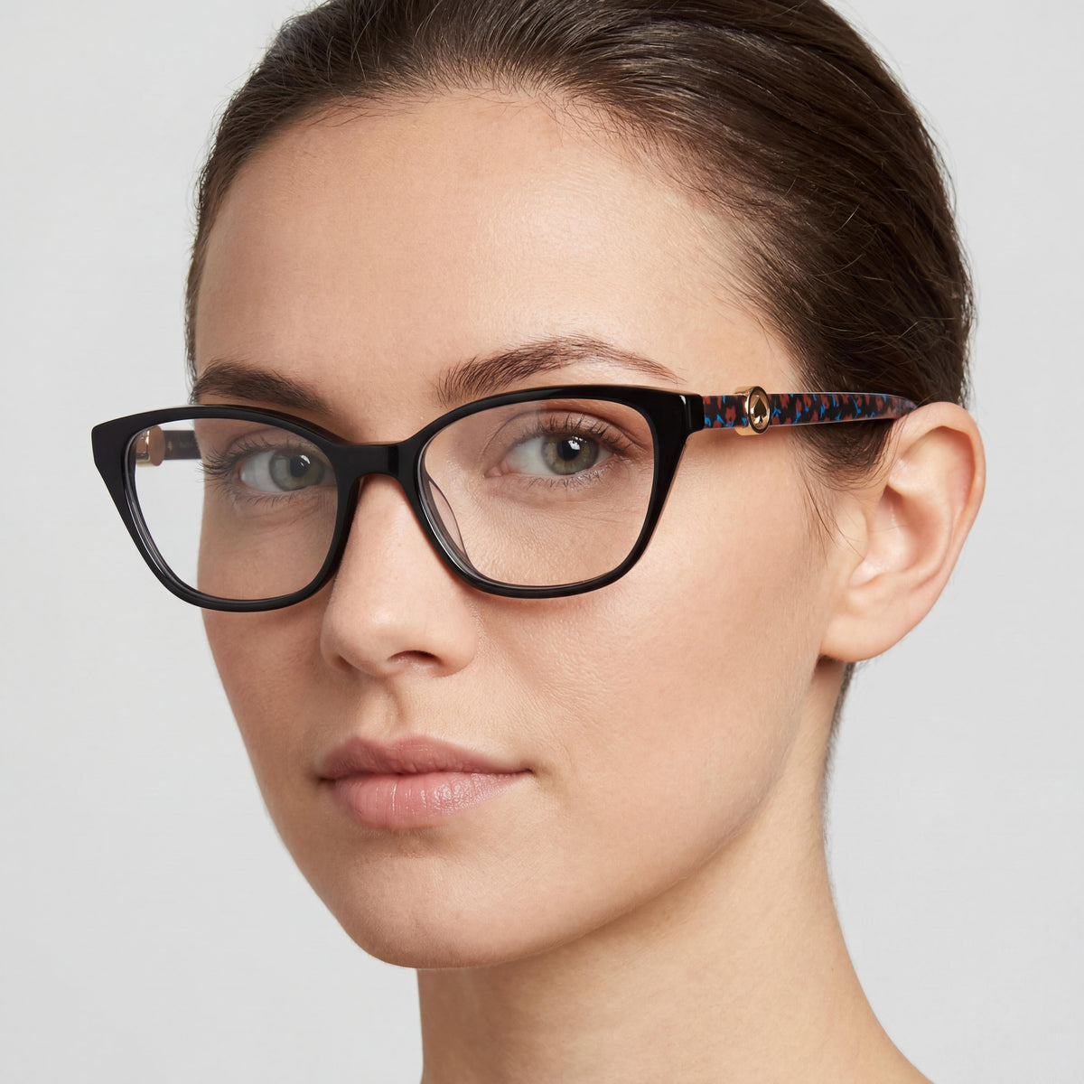 kate spade new york Emmalee Women's Cat Eye Prescription-Ready Non Plastic Eyeglasses Black Gold 51mm, Photo 5