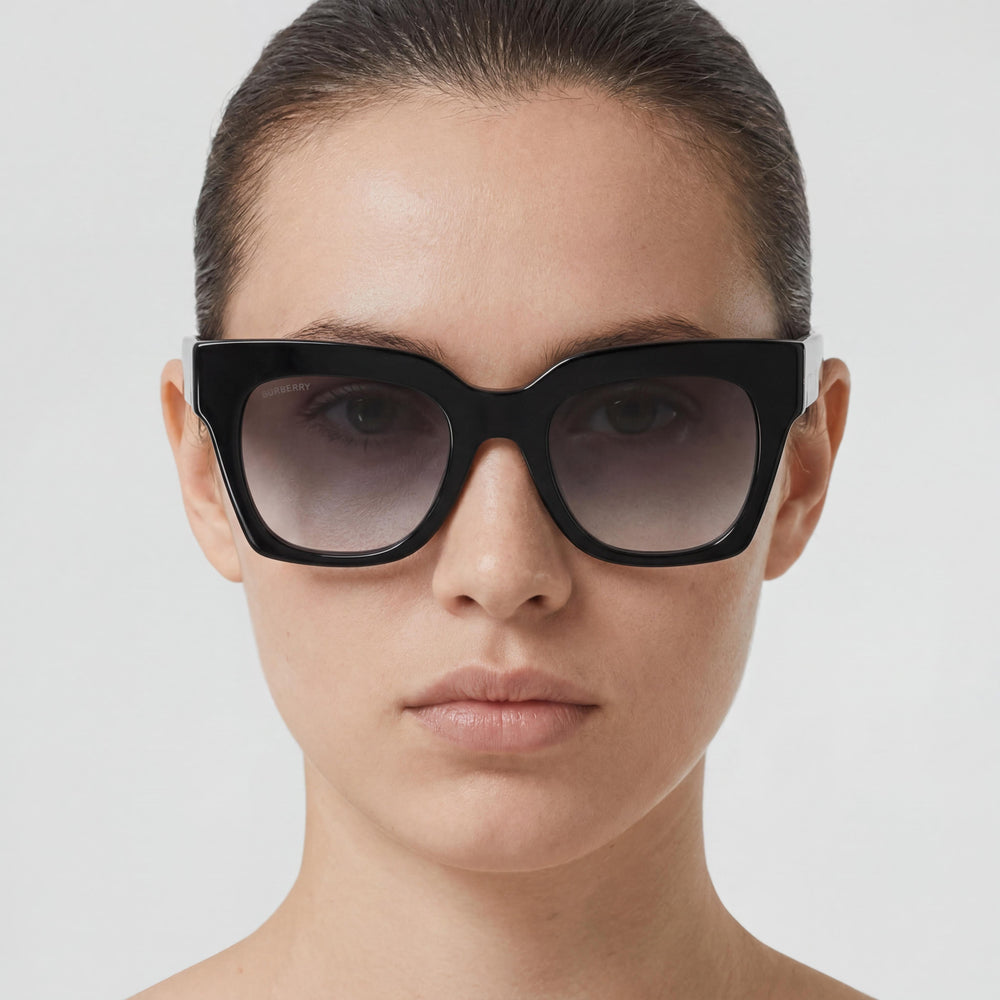 Burberry Be4364 Kitty Women's Black Acetate Cat-Eye Gradient UV Sunglasses 49mm