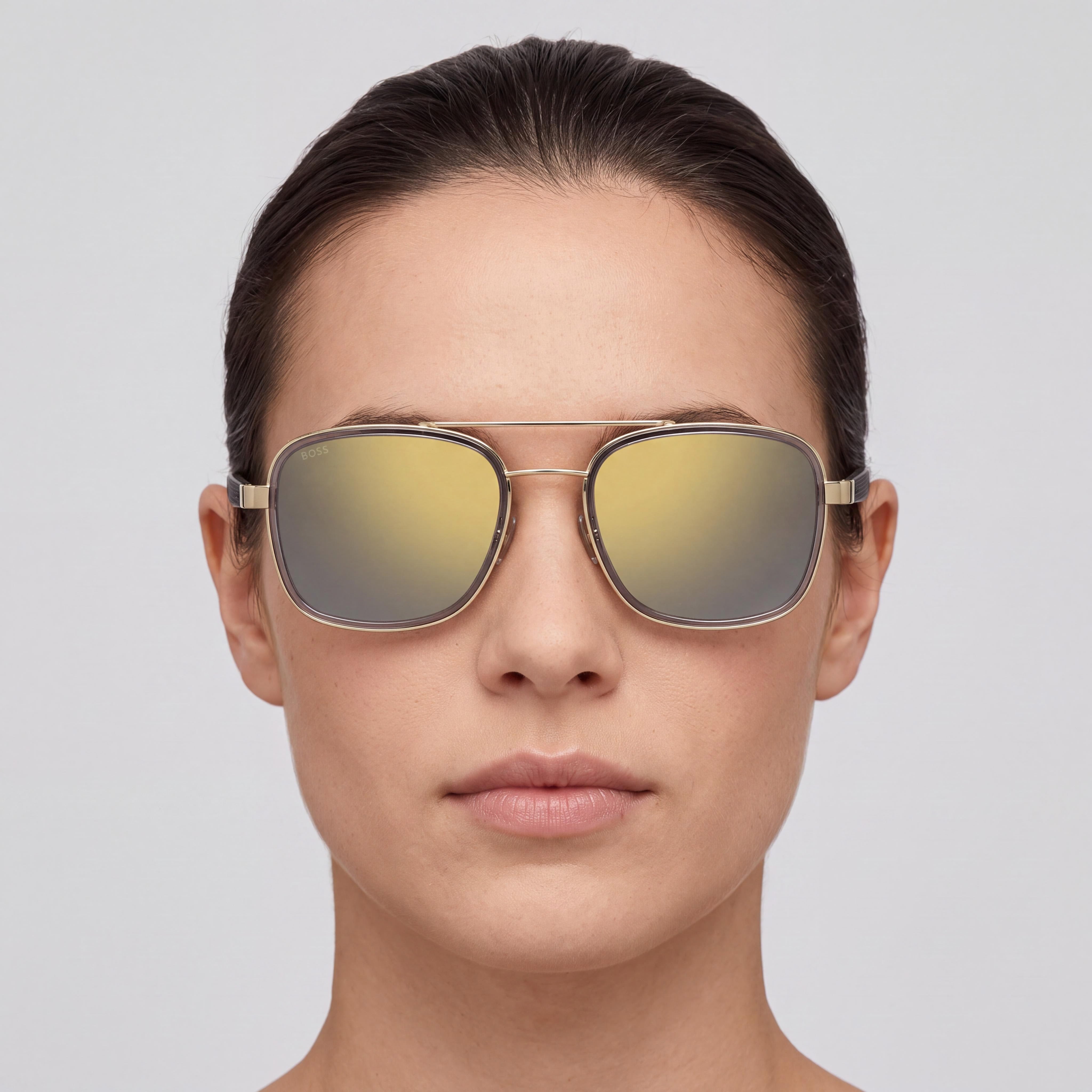 Hugo Boss Women's Boss 1486/S Square Double Bridge Gold Grey Metal 54mm UV Protection Sunglasses, Photo 3