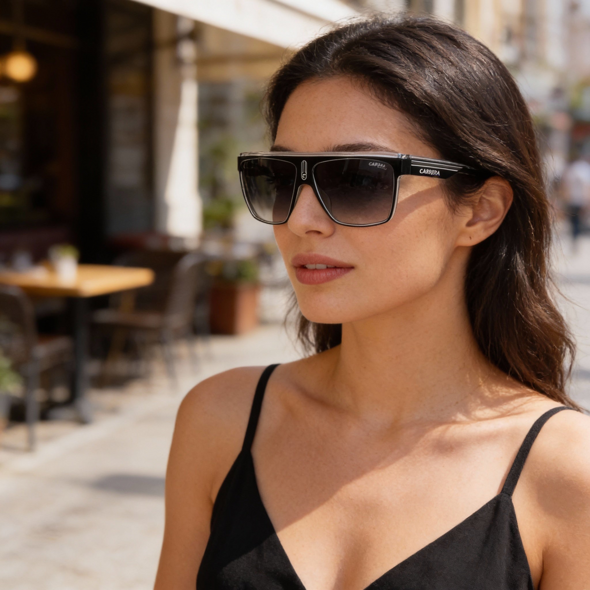 Carrera 22/N Unisex Black White Grey Shaded Polyamide Wraparound UV Protection Sunglasses 63mm, Photo 4