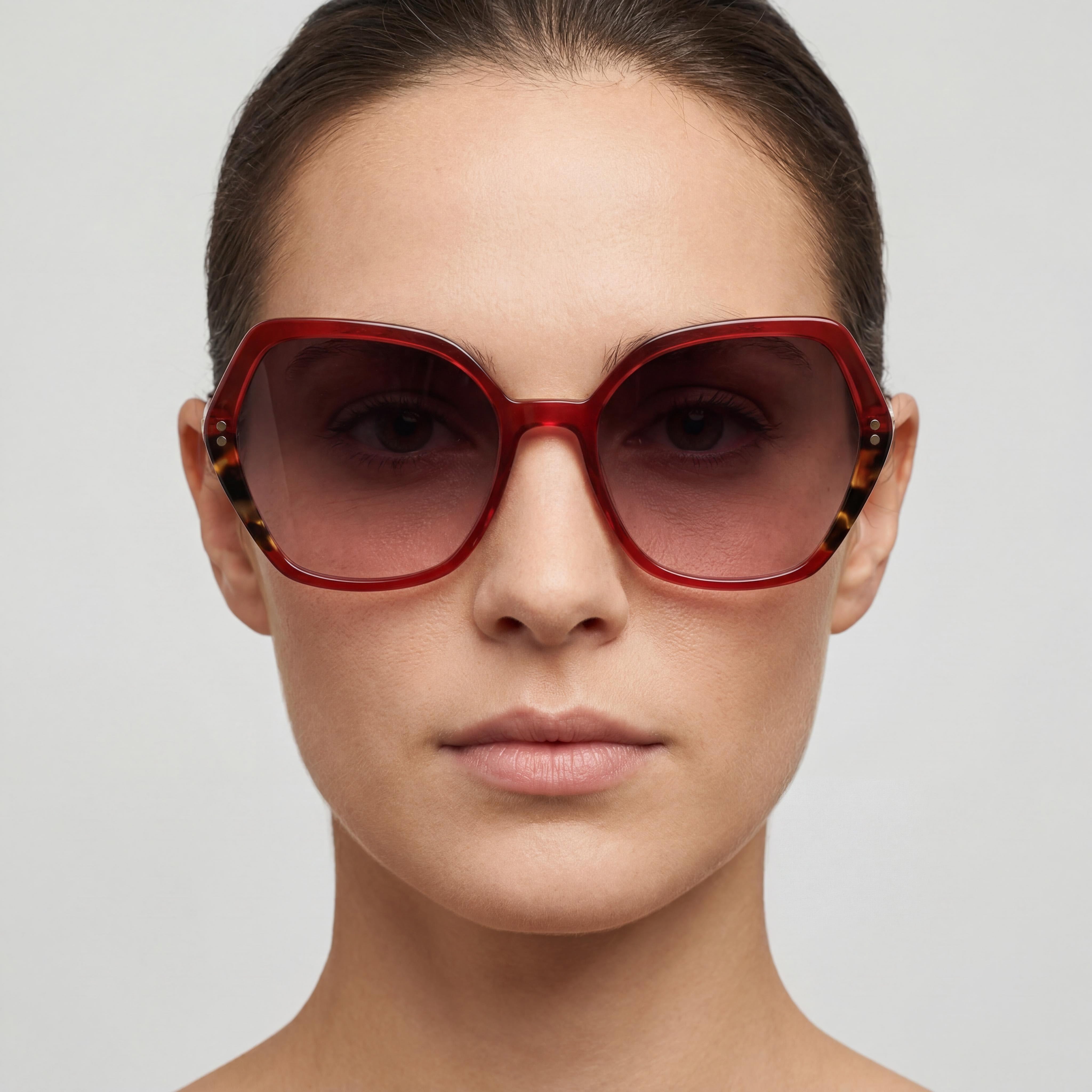 Carolina Herrera Essential Women's Light Acetate Sunglasses, Burgundy Havana Brown Frame 55mm, Photo 5