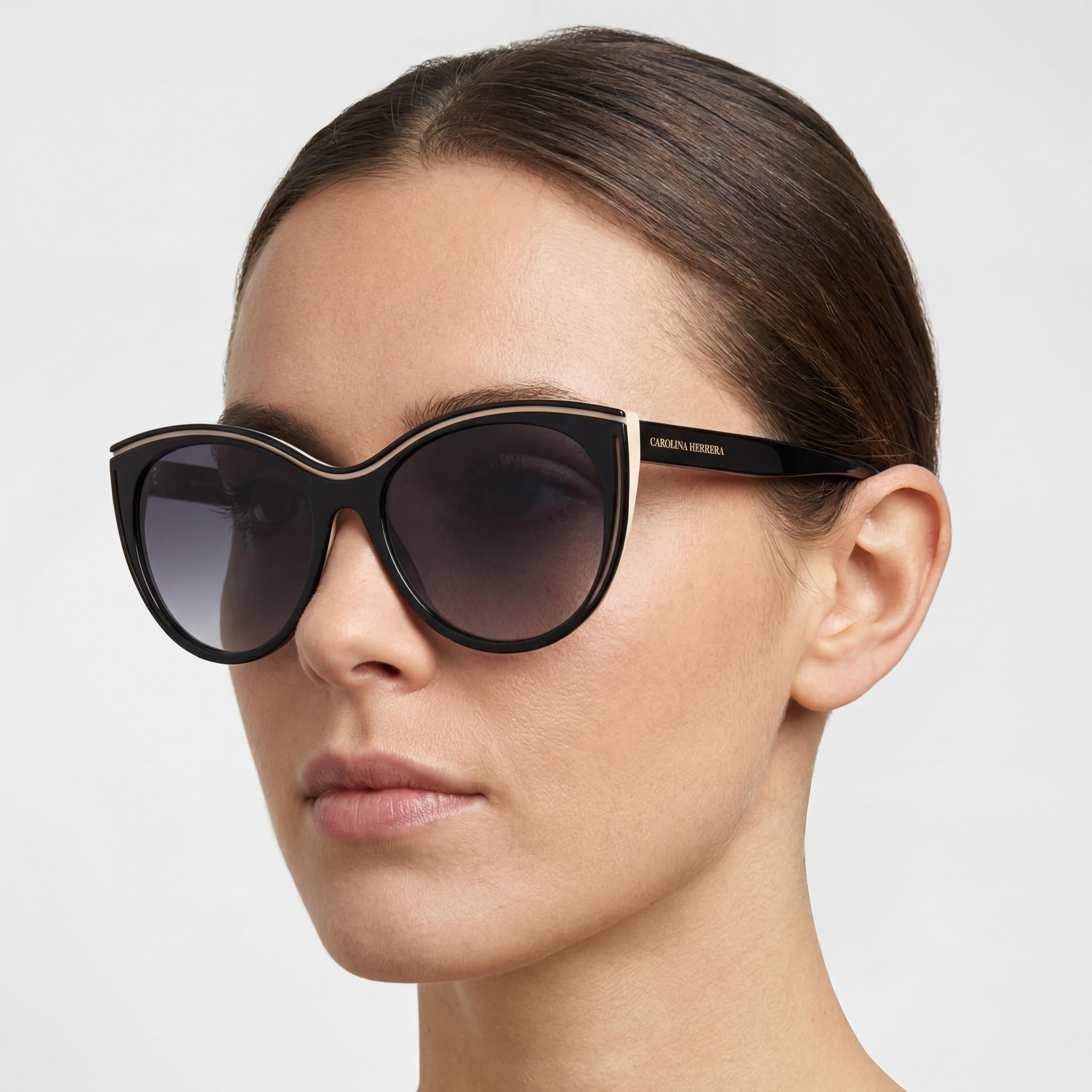 Gafas de sol Carolina Herrera Modern para mujer, de plástico, color negro, nude, gris oscuro, sin polarizar, con protección UV, 56-17-145, Photo 5