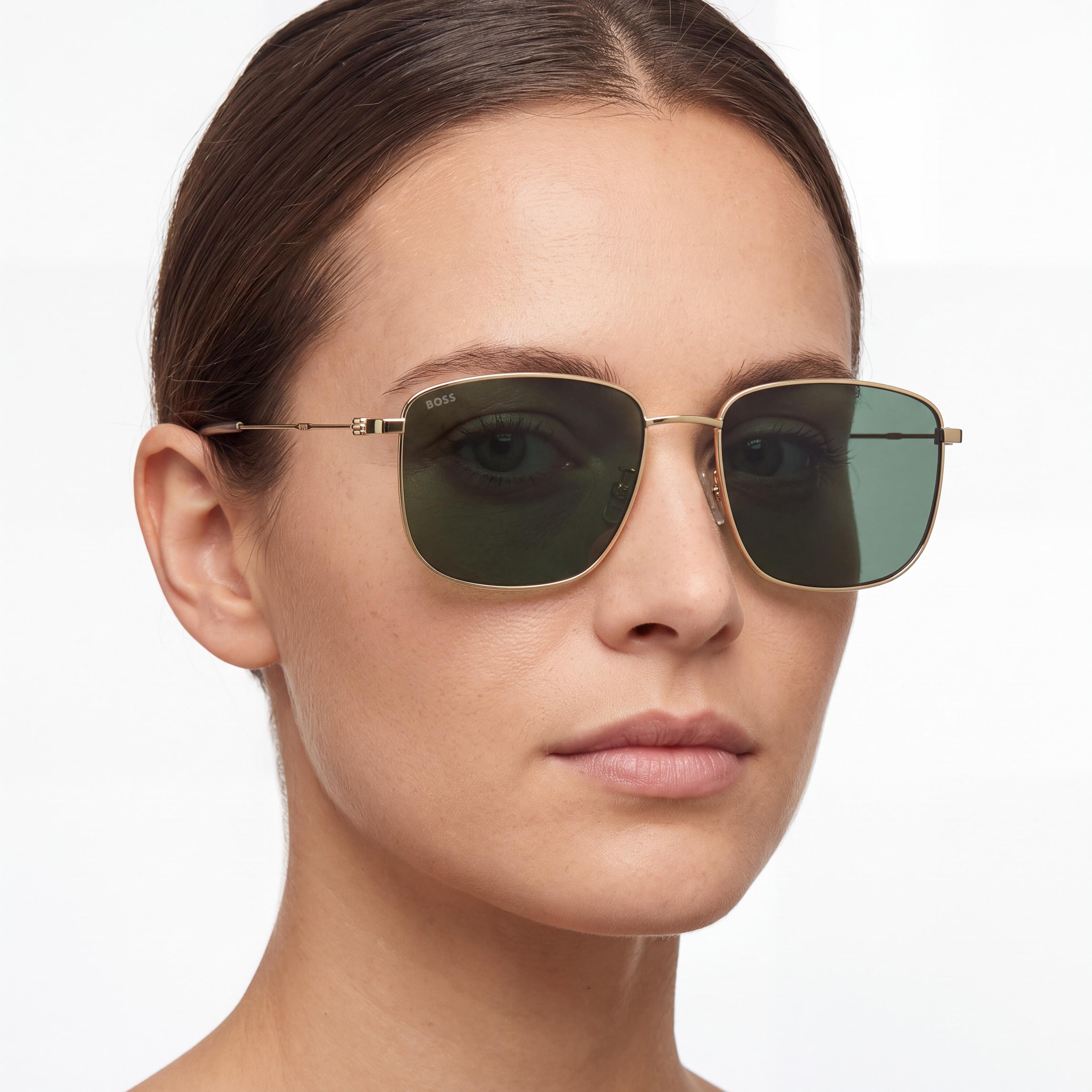 Hugo Boss Boss 1619/F/S Rectangular Women's Gold Green Stainless Steel Non-Polarized UV Protection Sunglasses 58mm, Photo 4