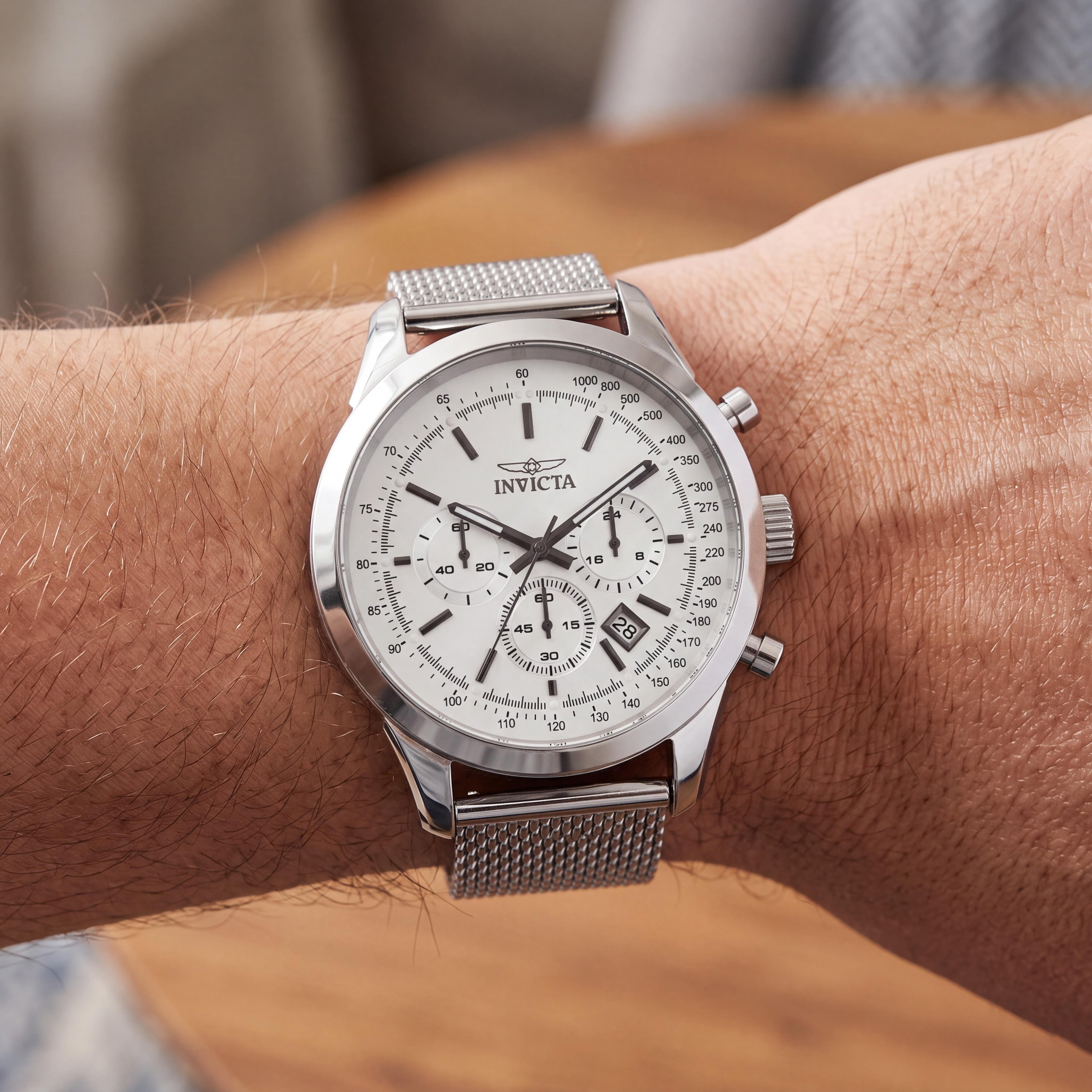 Invicta 25222 Men's Speedway Chronograph Watch - Silver Stainless Steel, Swiss Quartz Movement, 100m Water Resistant, Photo 4