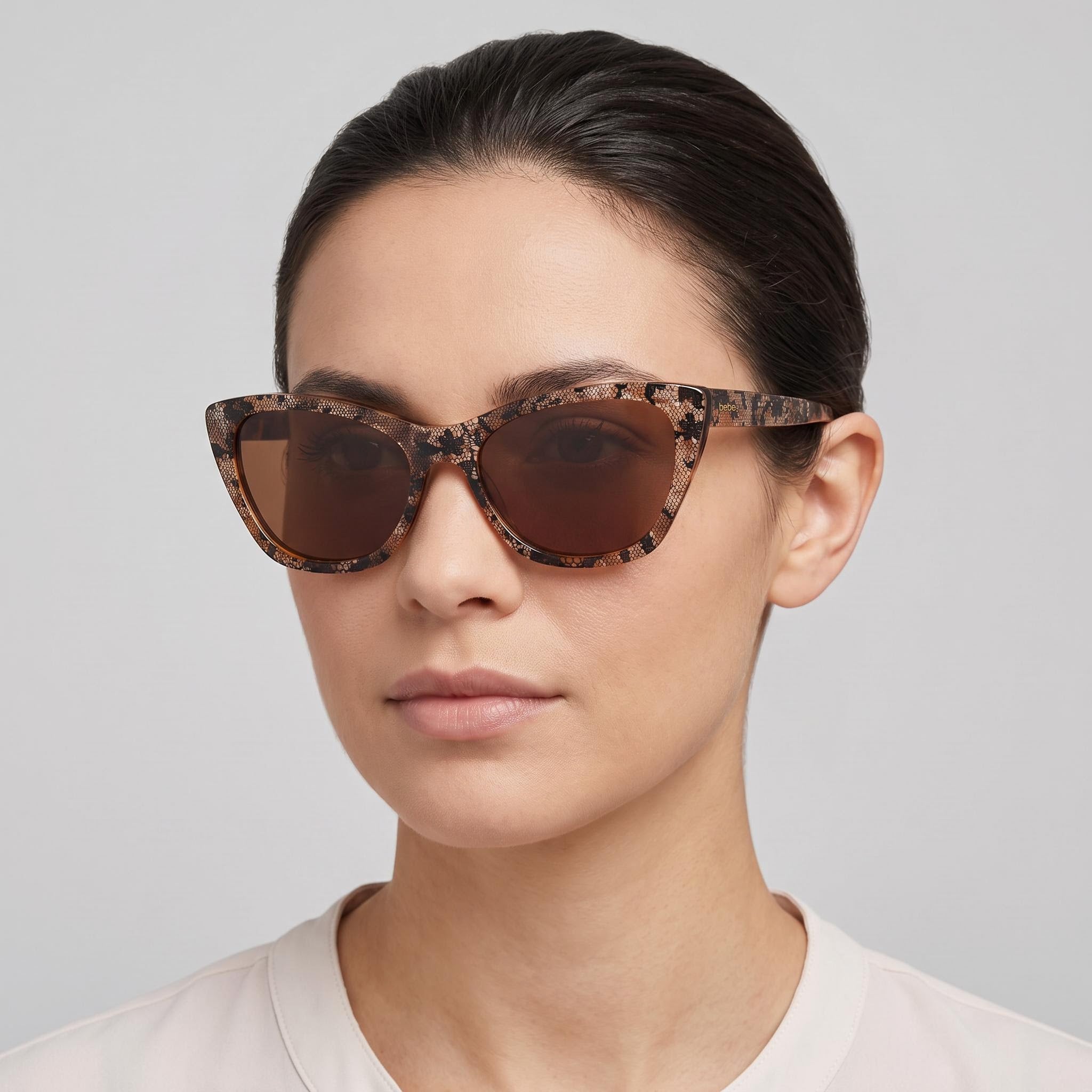 bebe Bb7254 Women's Brown Acetate Frame with UV Protection Non-Polarized Lenses 56-17-140, Photo 5