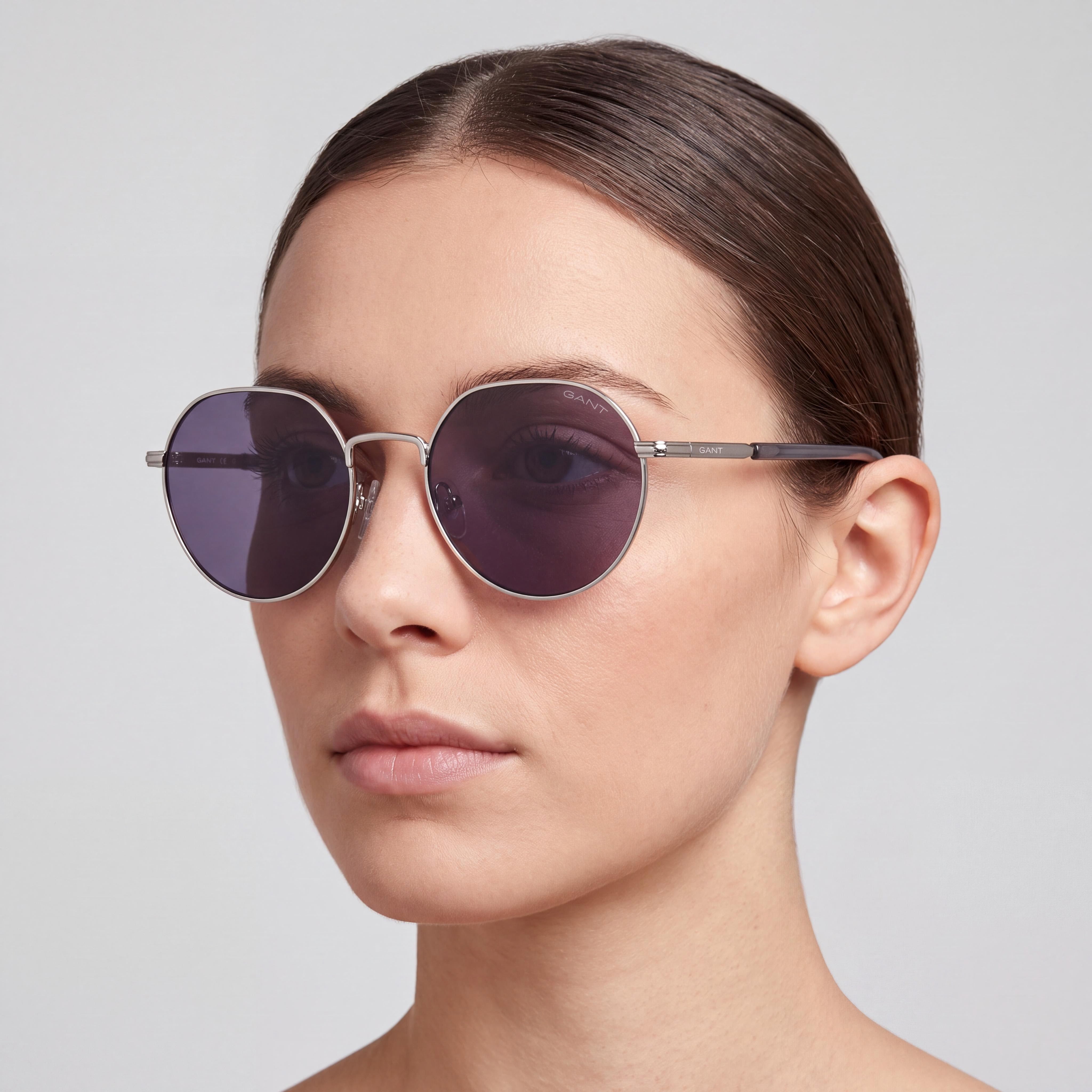 GANT Women's GA7233 Metal Frame Polycarbonate Lens UV Protective Sunglasses in Shiny Palladium 53mm Lens, Photo 5