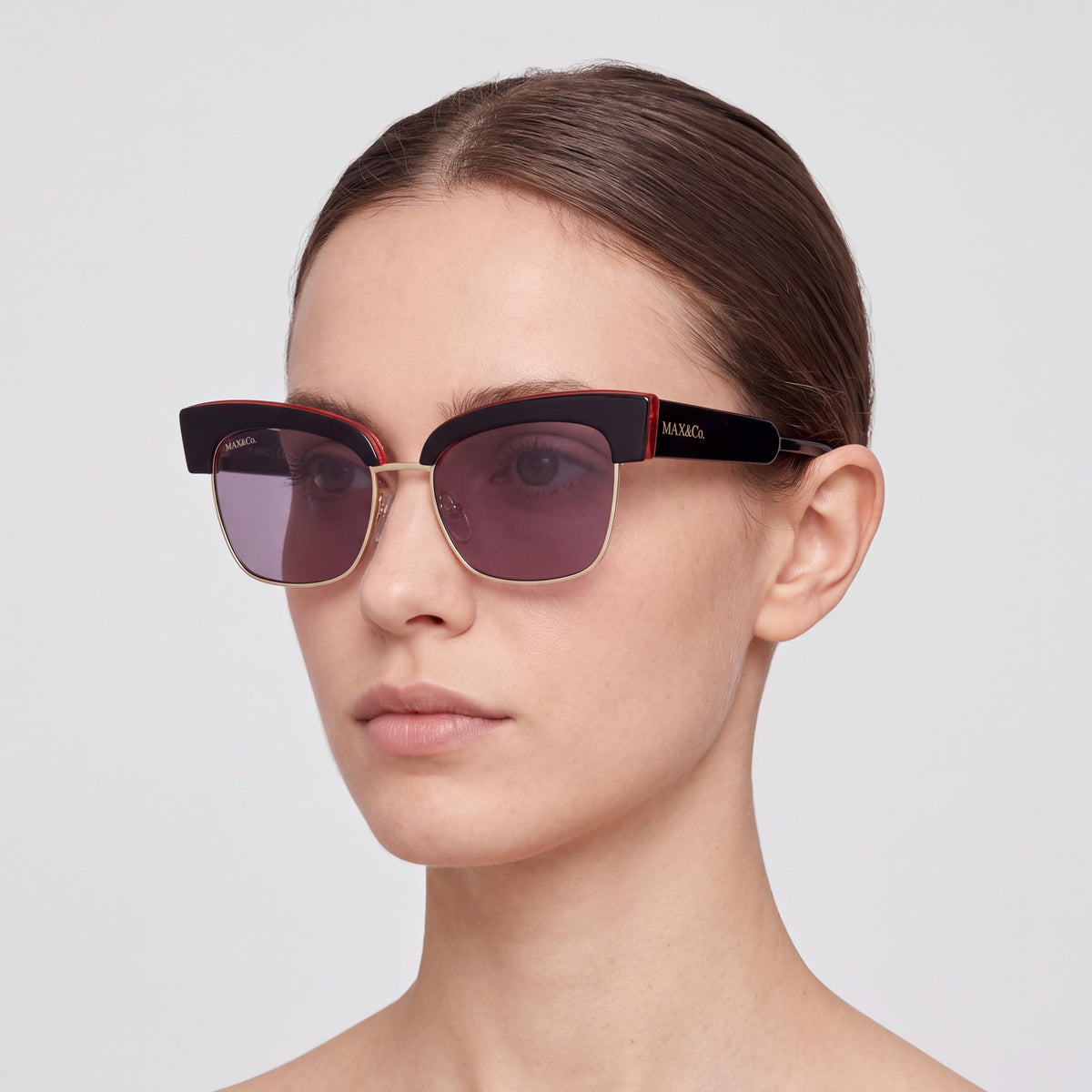Max & Co. MO0092 Women's Black Acetate Frame Non-Polarized Sunglasses with Smoke Lenses 54-17-140mm, Photo 4