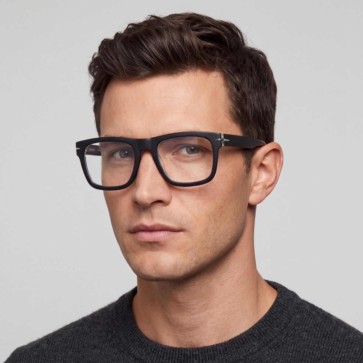 David Beckham Casual Men's Black Crystal Acetate Frame with Transparent Lenses, Non Polarized, 51-21-145, Photo 4