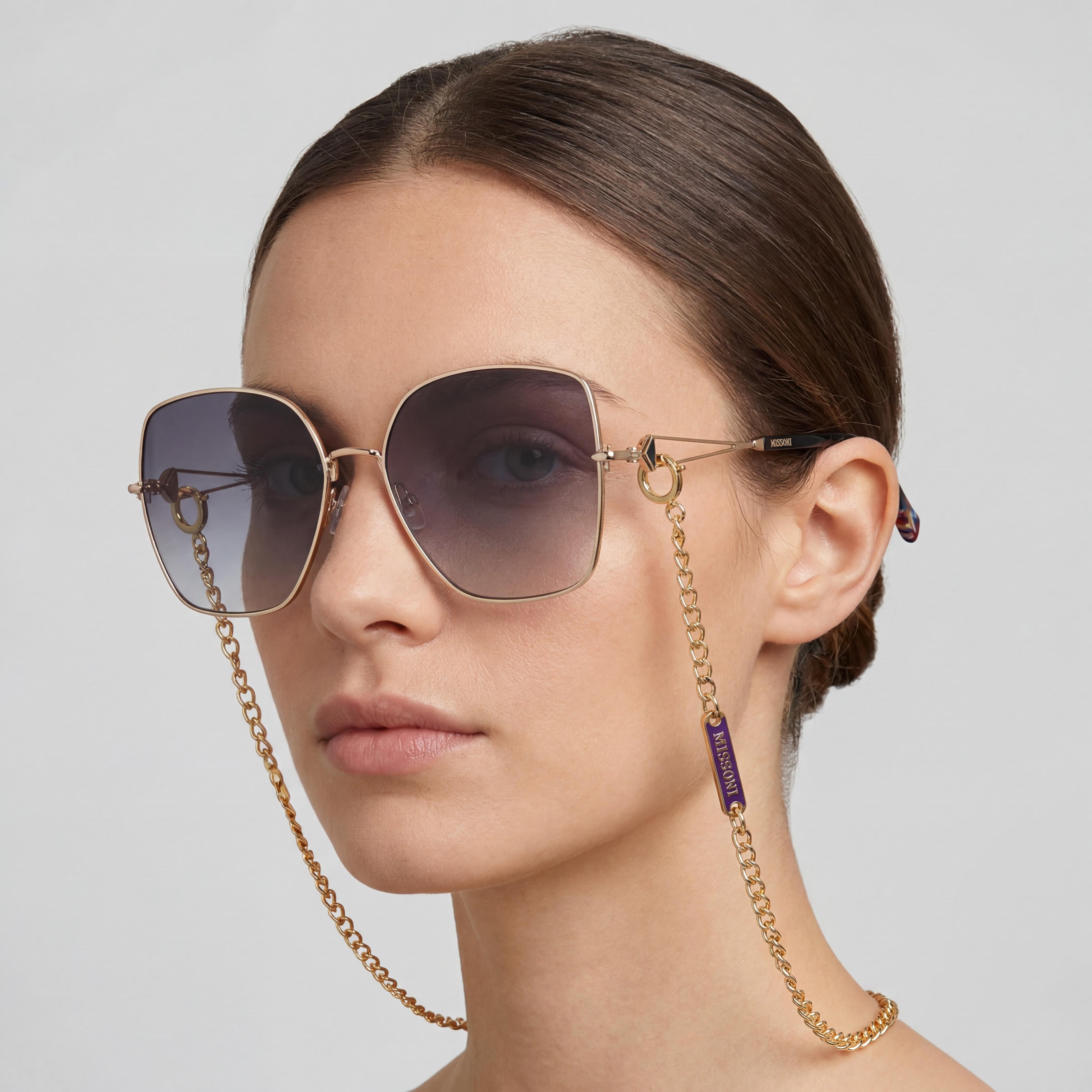 Missoni Modern Women's Gold Dark Grey Alloy Steel Frame Sunglasses with Polycarbonate UV Protection Lenses 59mm, Photo 3
