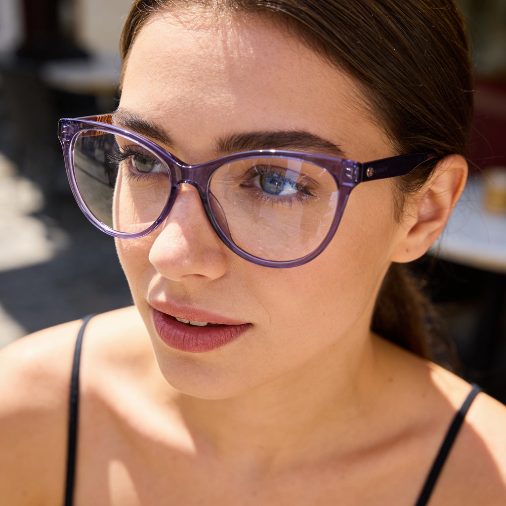 Montura de acetato rectangular Missoni Mmi 0092 para mujer en violeta, tamaño de lente: 53 mm