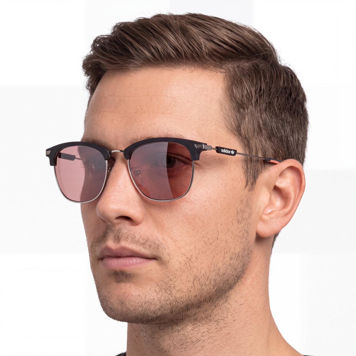 adidas Originals Casual Men's Grey Metal Frame Burgundy Non-Polarized UV Protection Lenses 53mm Sunglasses, Photo 4