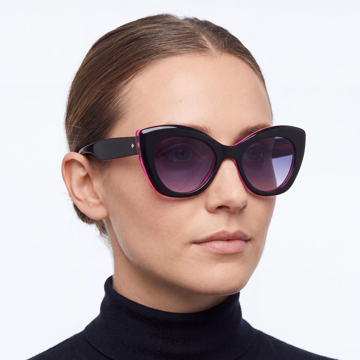 kate spade new york Ks Dominica/S Rectangular Browline Women's Black Pink Acetate Lightweight Dark Grey 100% UV 49-20-140, Photo 3