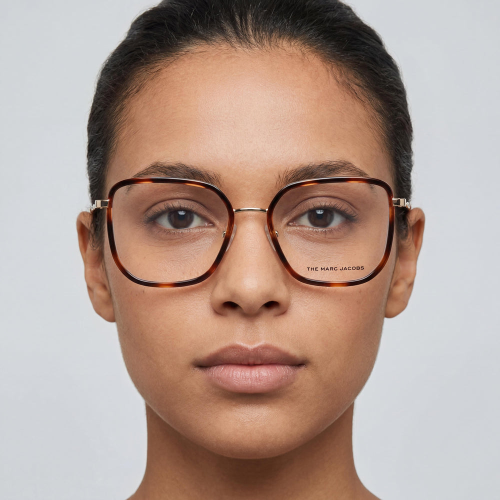 Marc Jacobs Marc 537 - Montura de gafas para mujer con montura de acero de aleación Havana y lentes de policarbonato de 53 mm